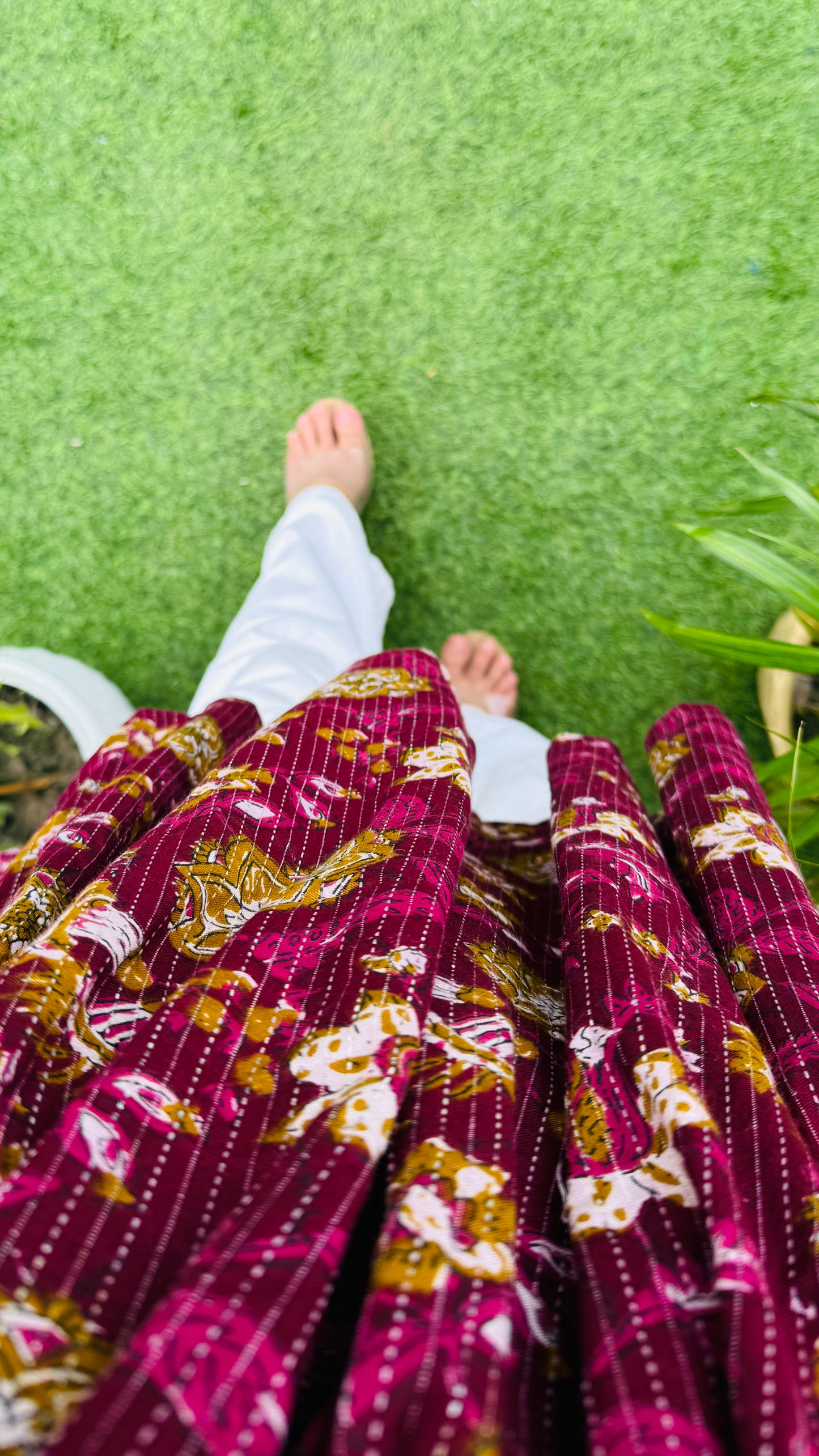 Cotton Katha Flared Wine Aliacut Floral Print Peplum Top