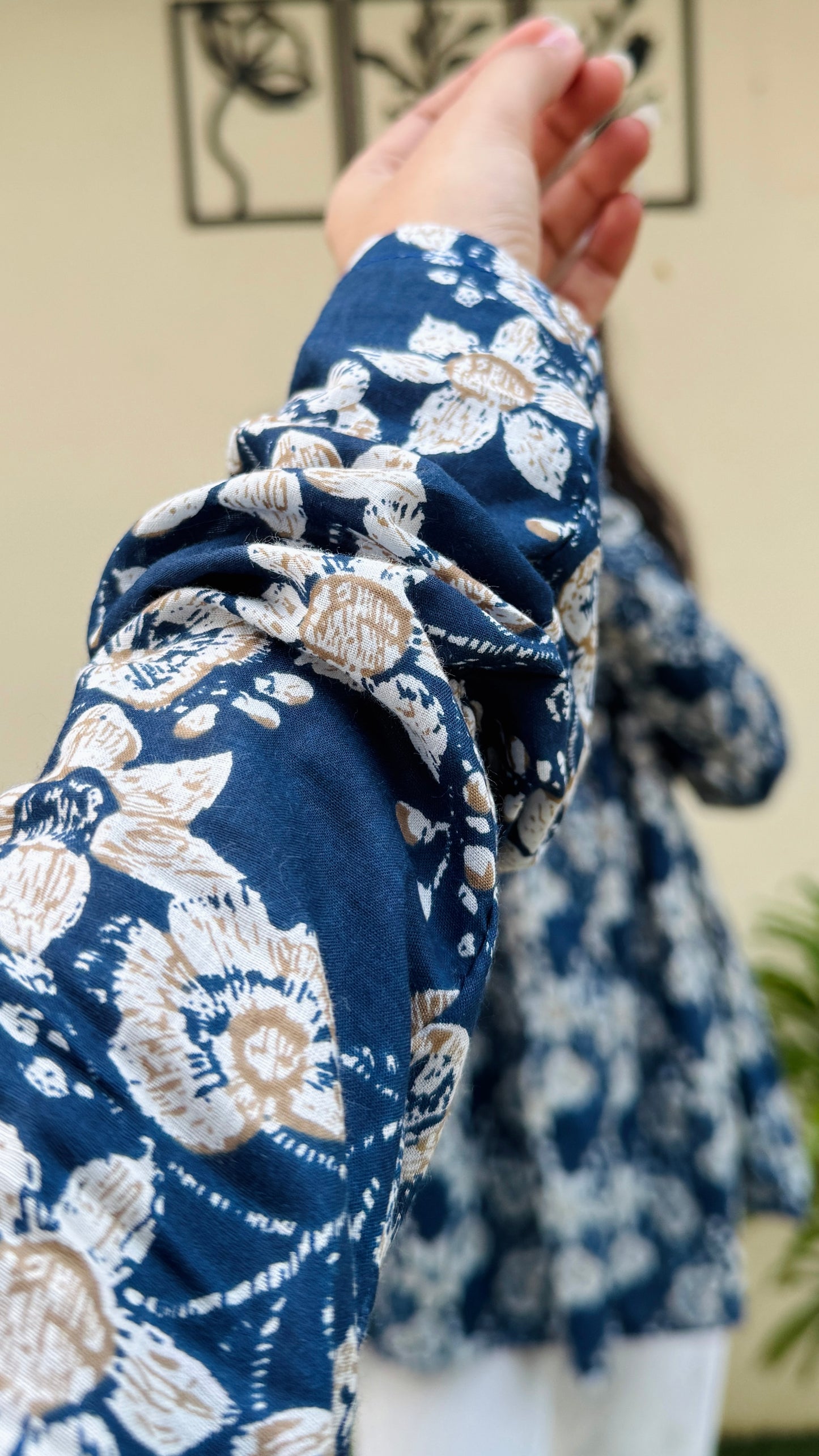 Cotton Flared Floral Print Aliacut Peplum Top