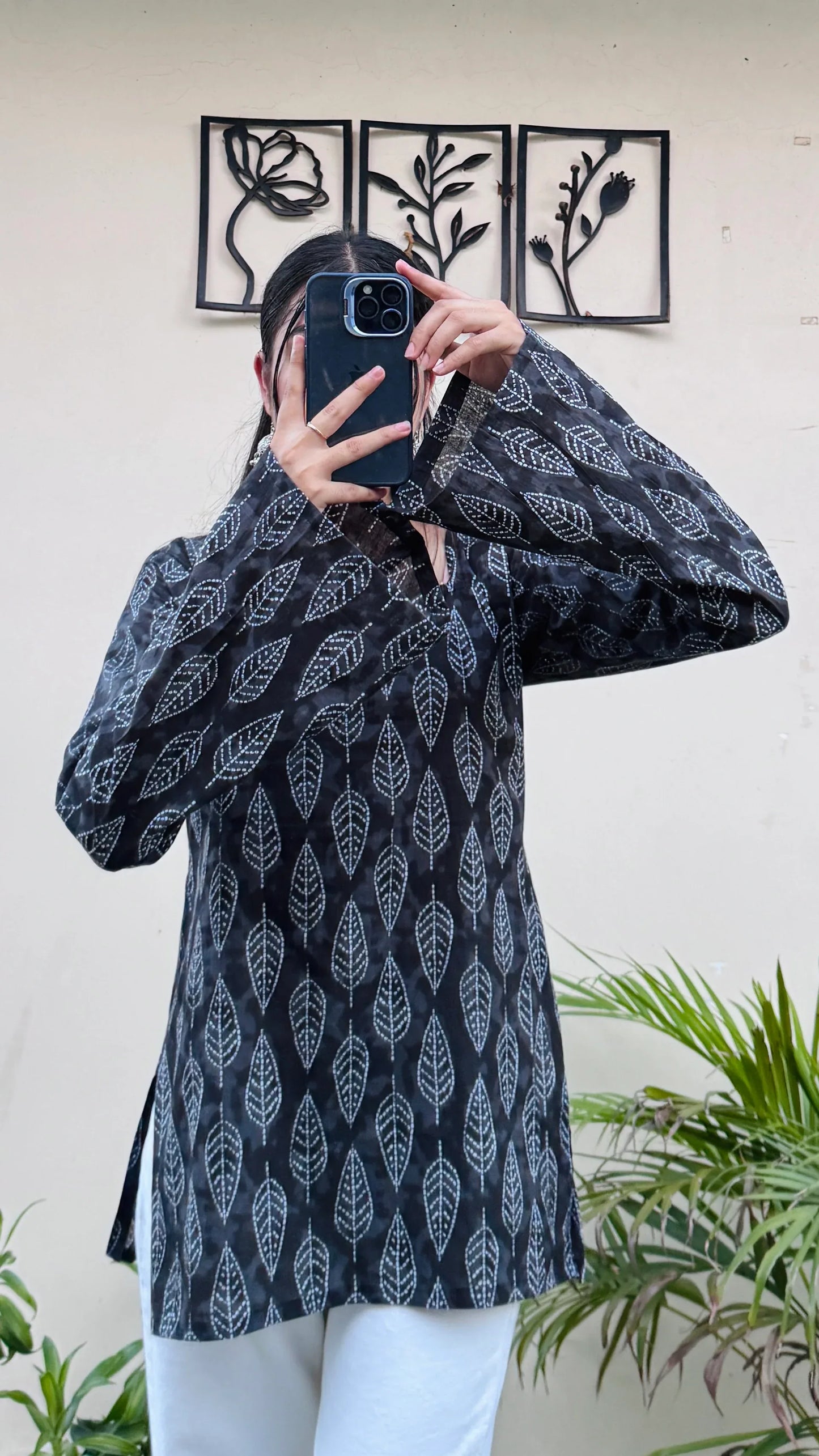 Cotton Bell Sleeves Back Crisscross design Short Kurti - Dolled Up