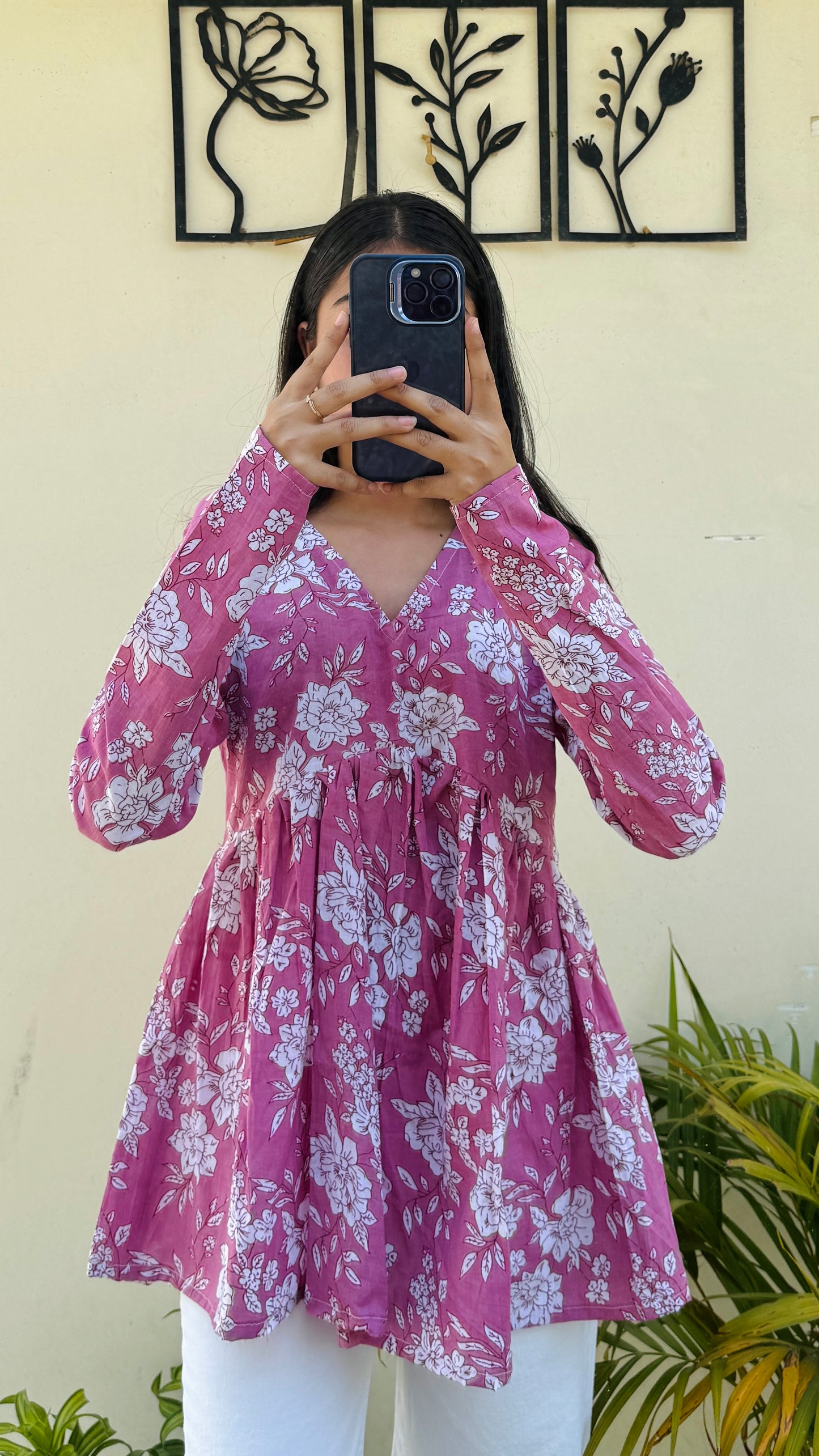 Cotton Flared Floral Print Aliacut Peplum Top
