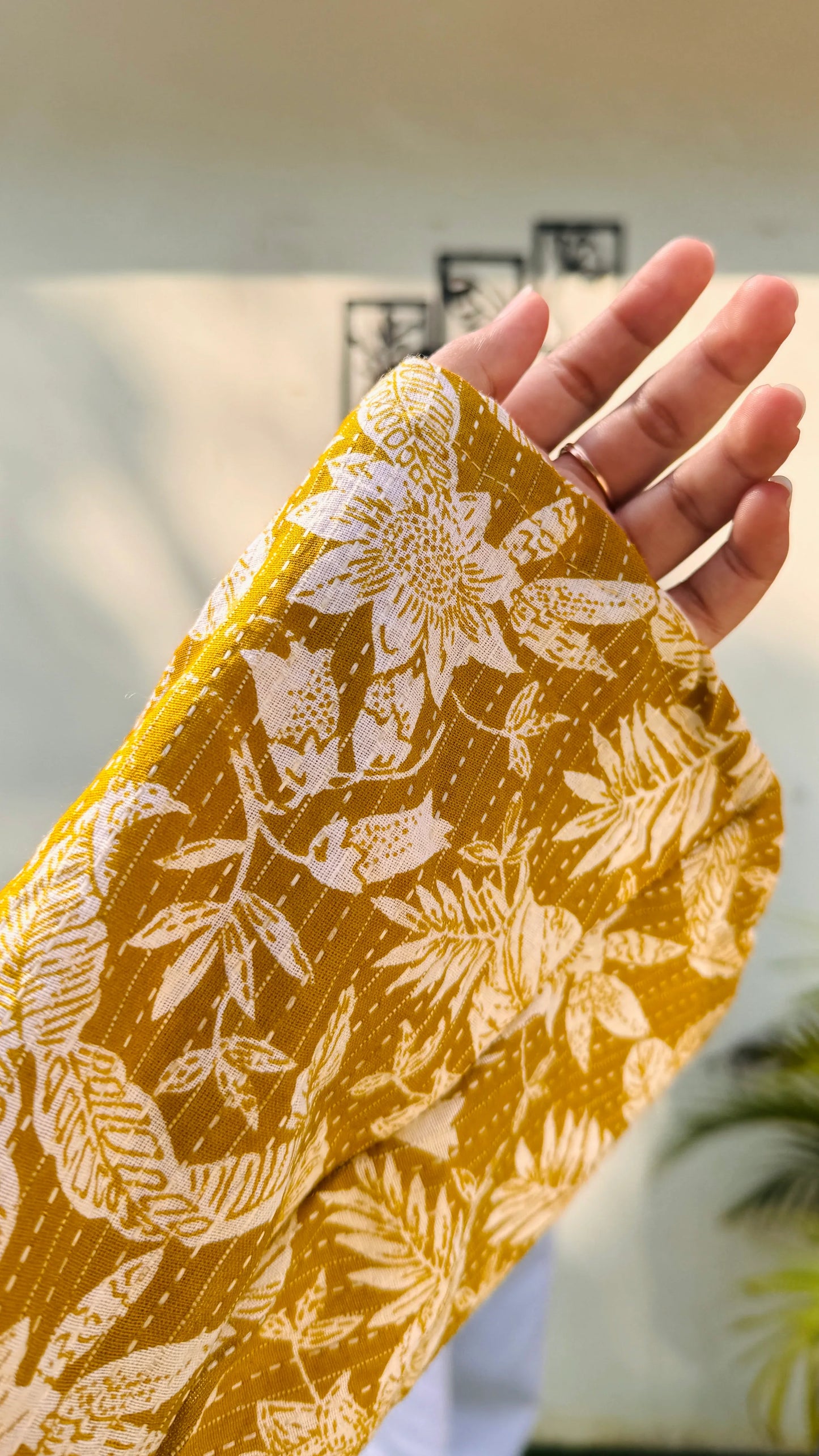 Cotton Katha Square Neck Corset Back Short Kurti - Dolled Up