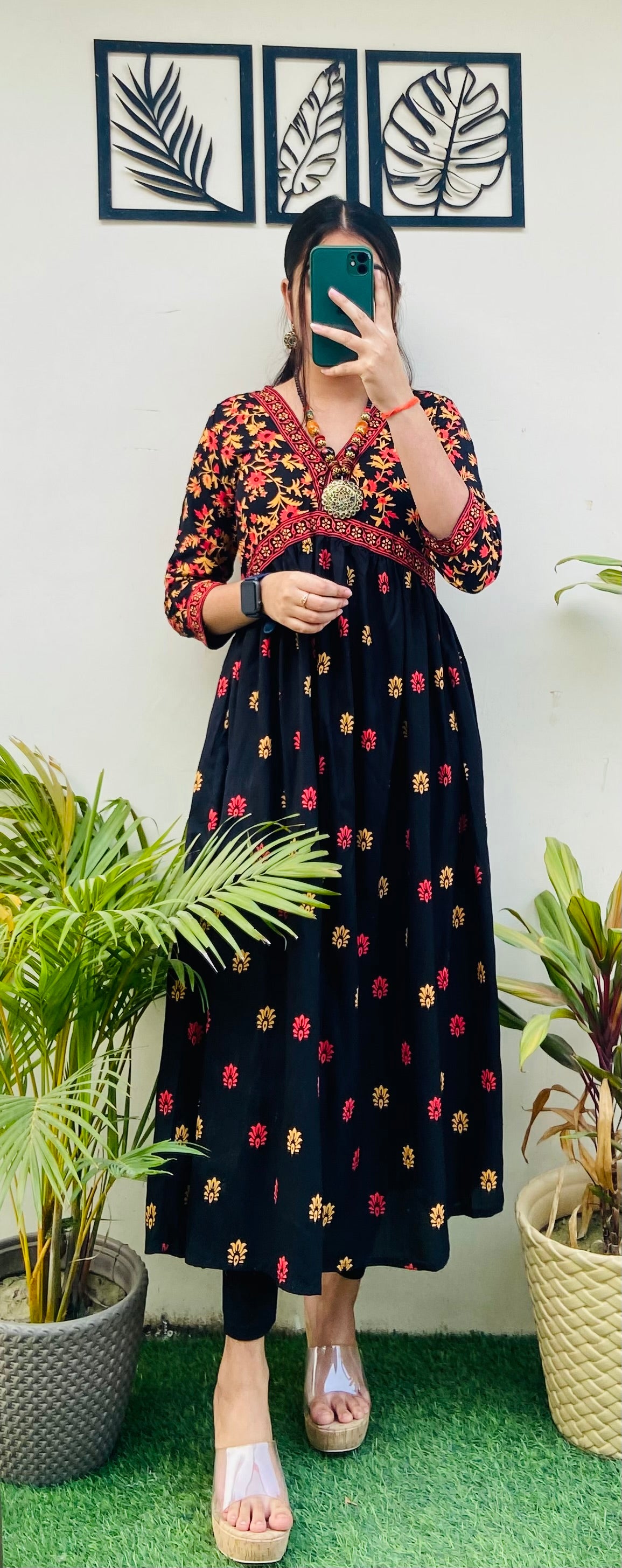 Beautiful Black Rayon Printed Dress
