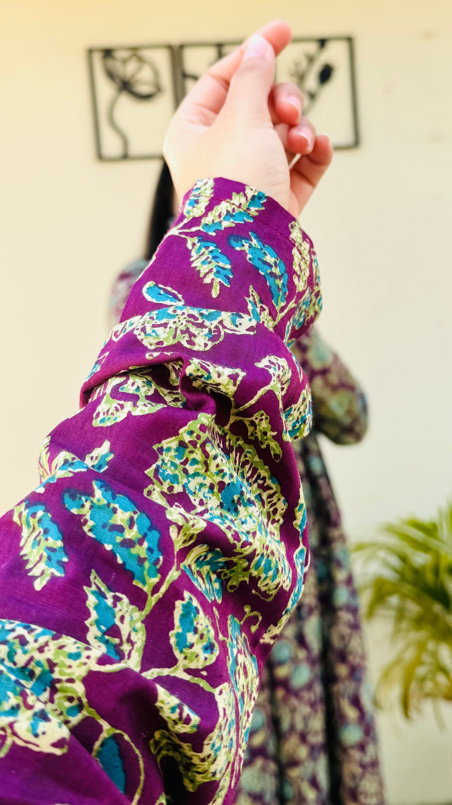 Cotton Full Sleeve Wine Nyra Cut Long Kurti
