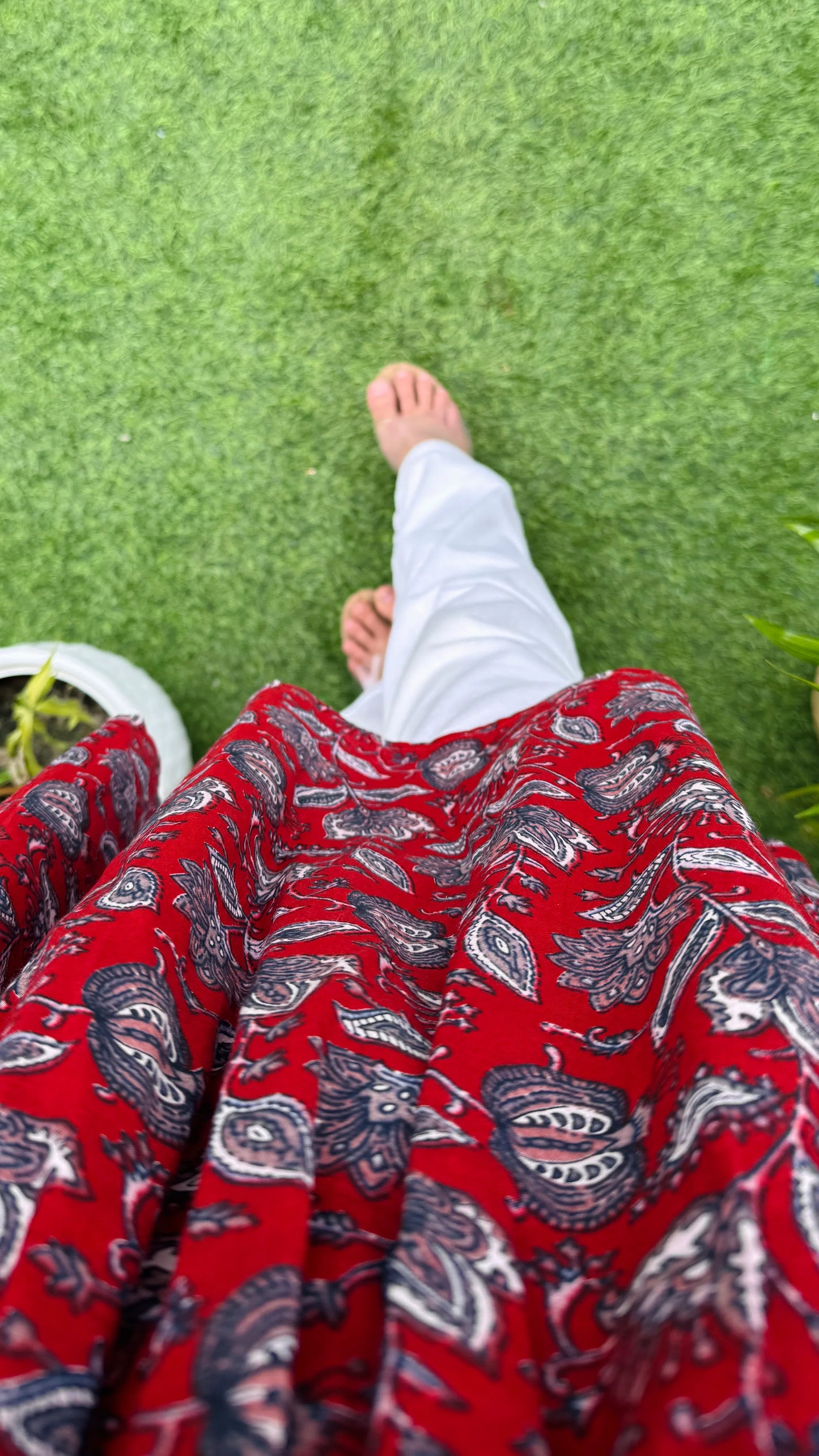 Cotton Flared Red Aliacut Floral Print Peplum Top - Dolled Up