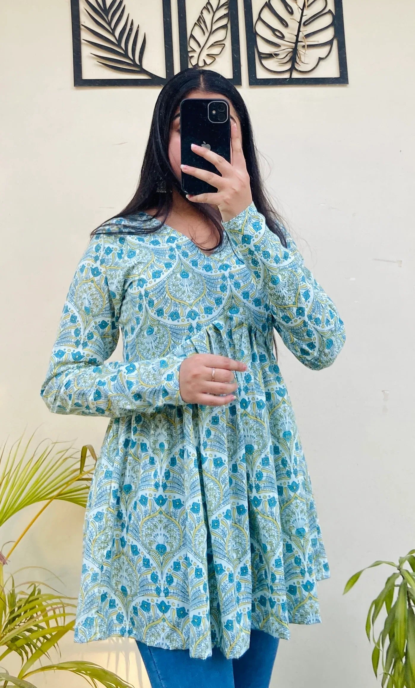 Cotton Printed Flared Aliacut Peplum Top - Dolled Up