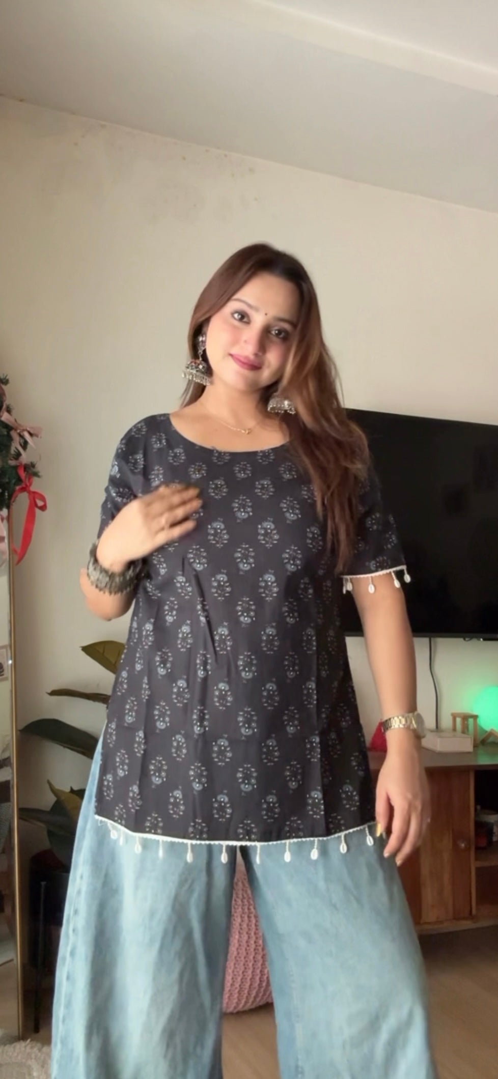 Cotton Shells lace Short Kurti