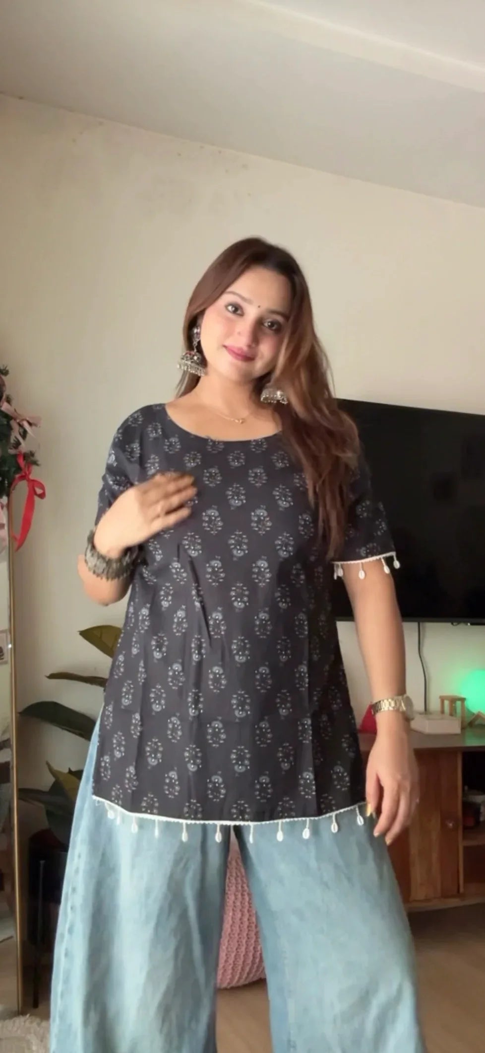 Cotton Shells lace Short Kurti - Dolled Up