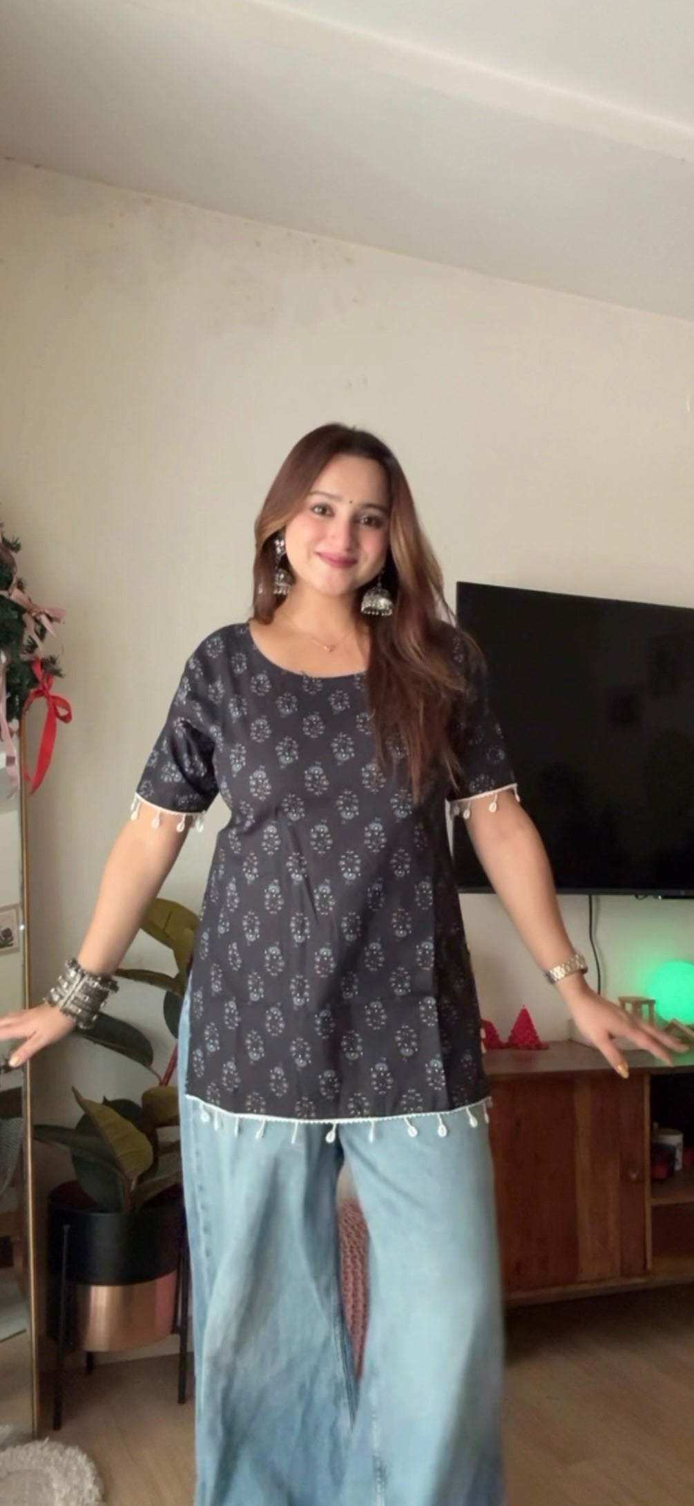 Cotton Shells lace Short Kurti