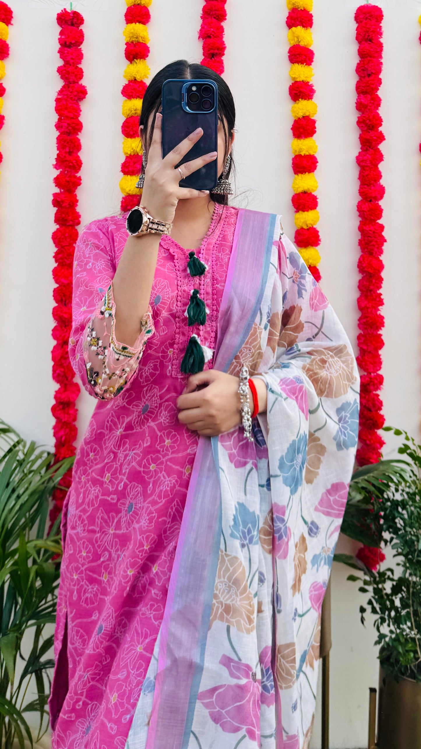 Beautiful Cotton Kurta Pant with Dupatta Set