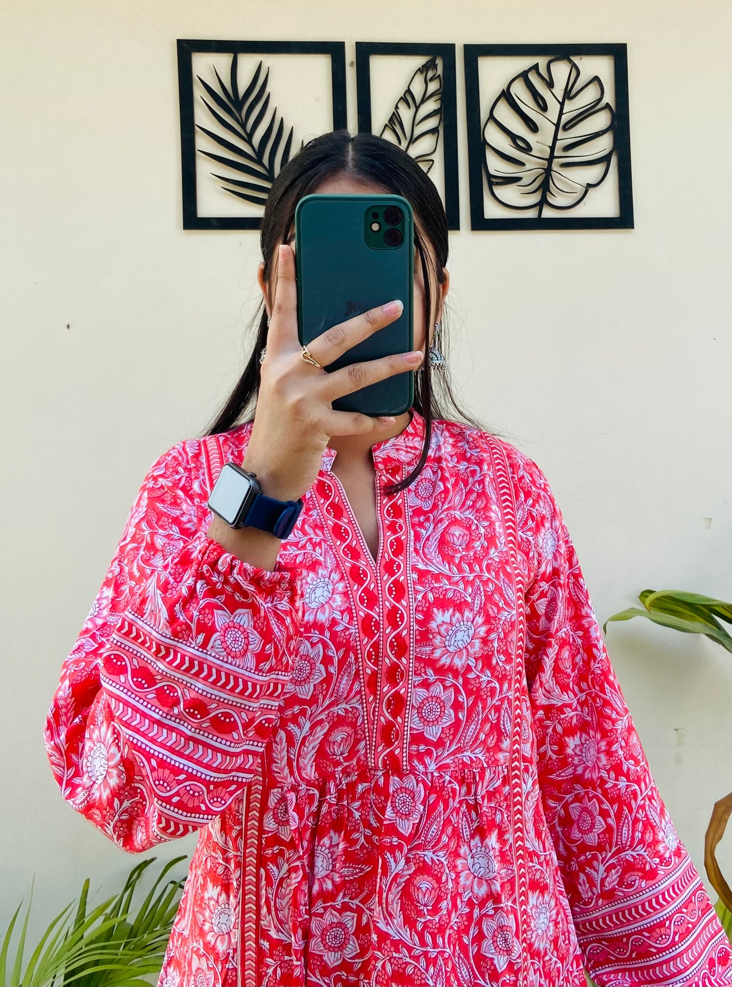 Beautiful Full Sleeve Printed Collar A-Line Top