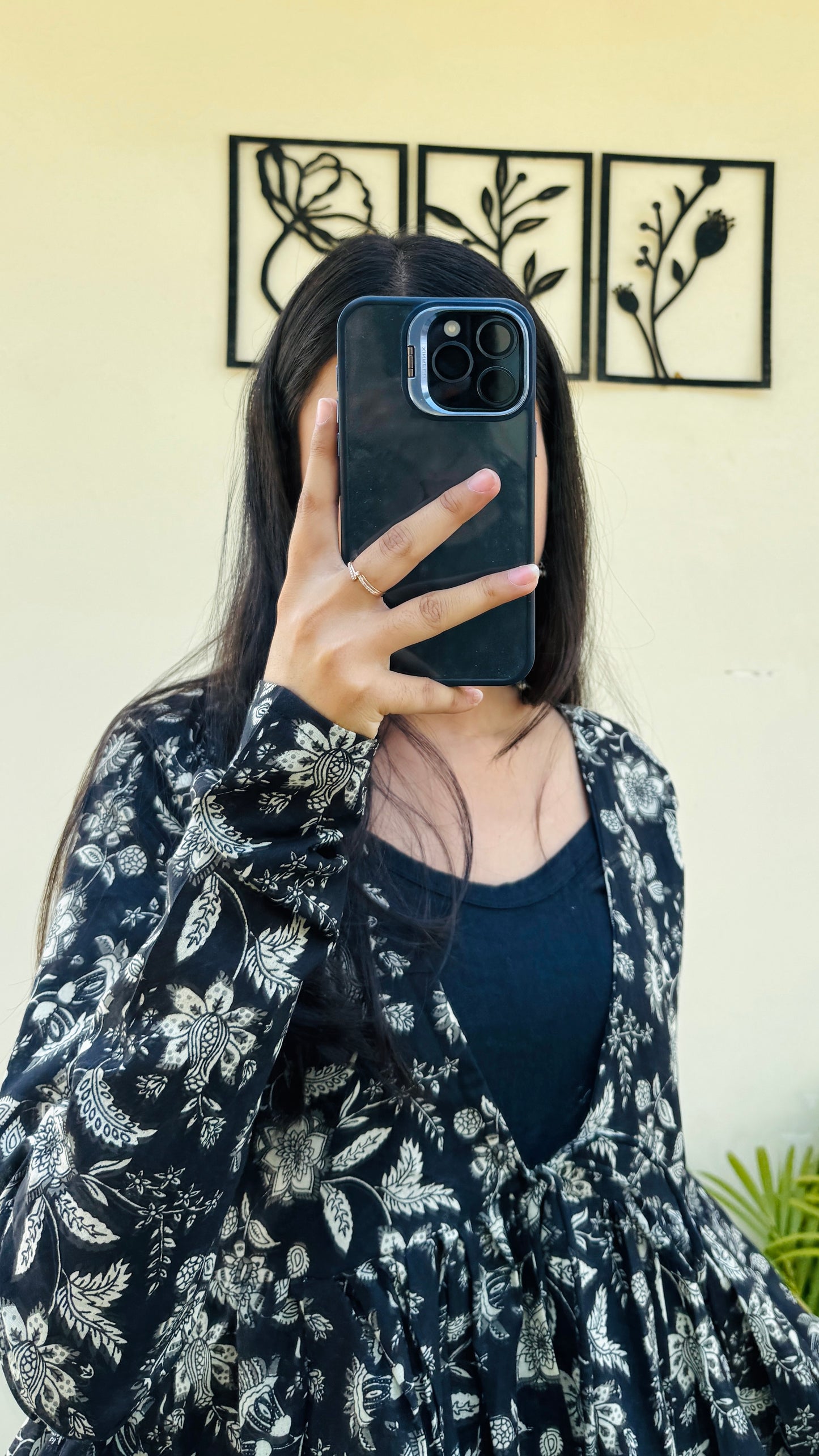 Cotton Flared Black Shrug Kurti