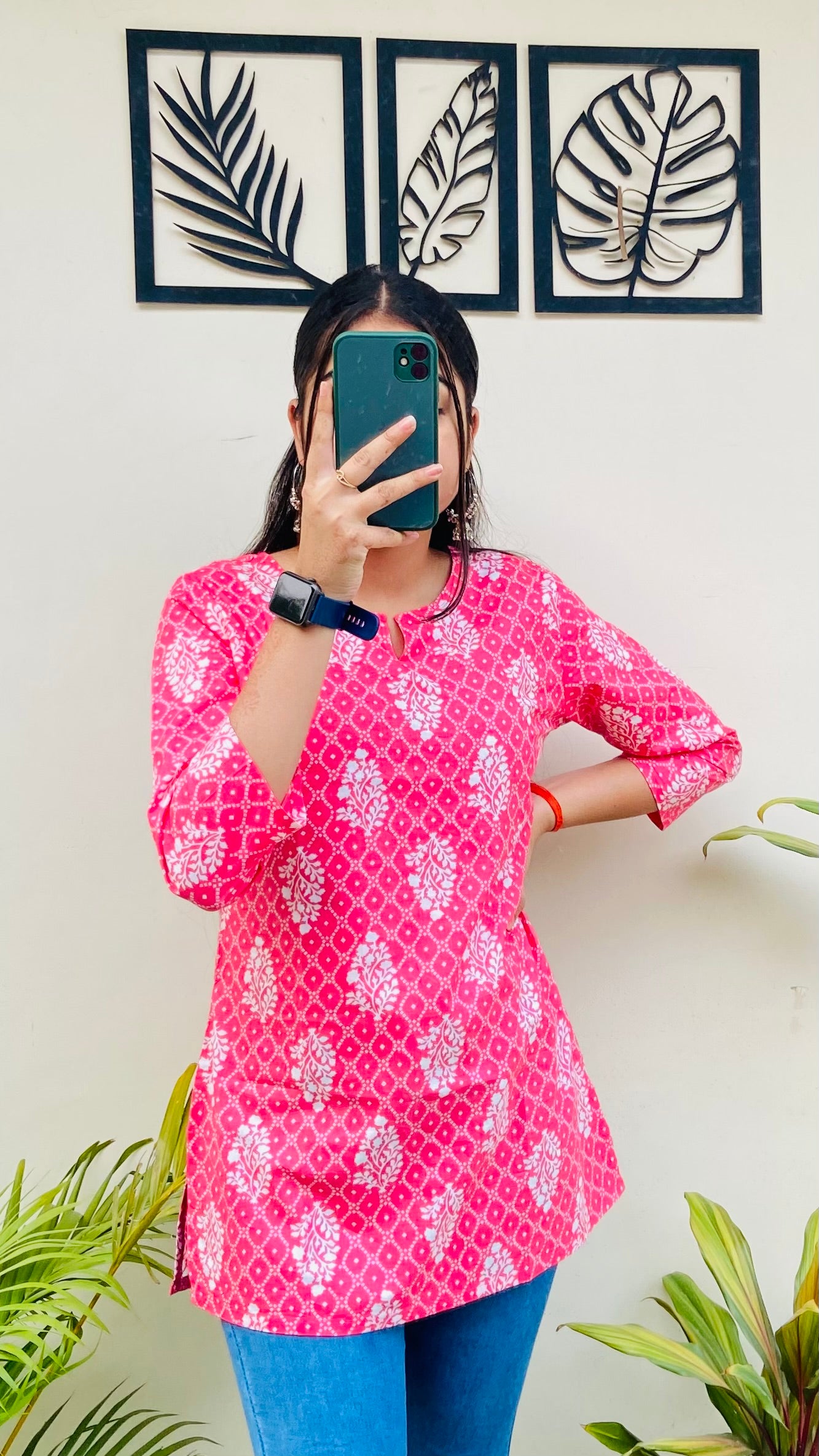 Pink Printed Short Kurti