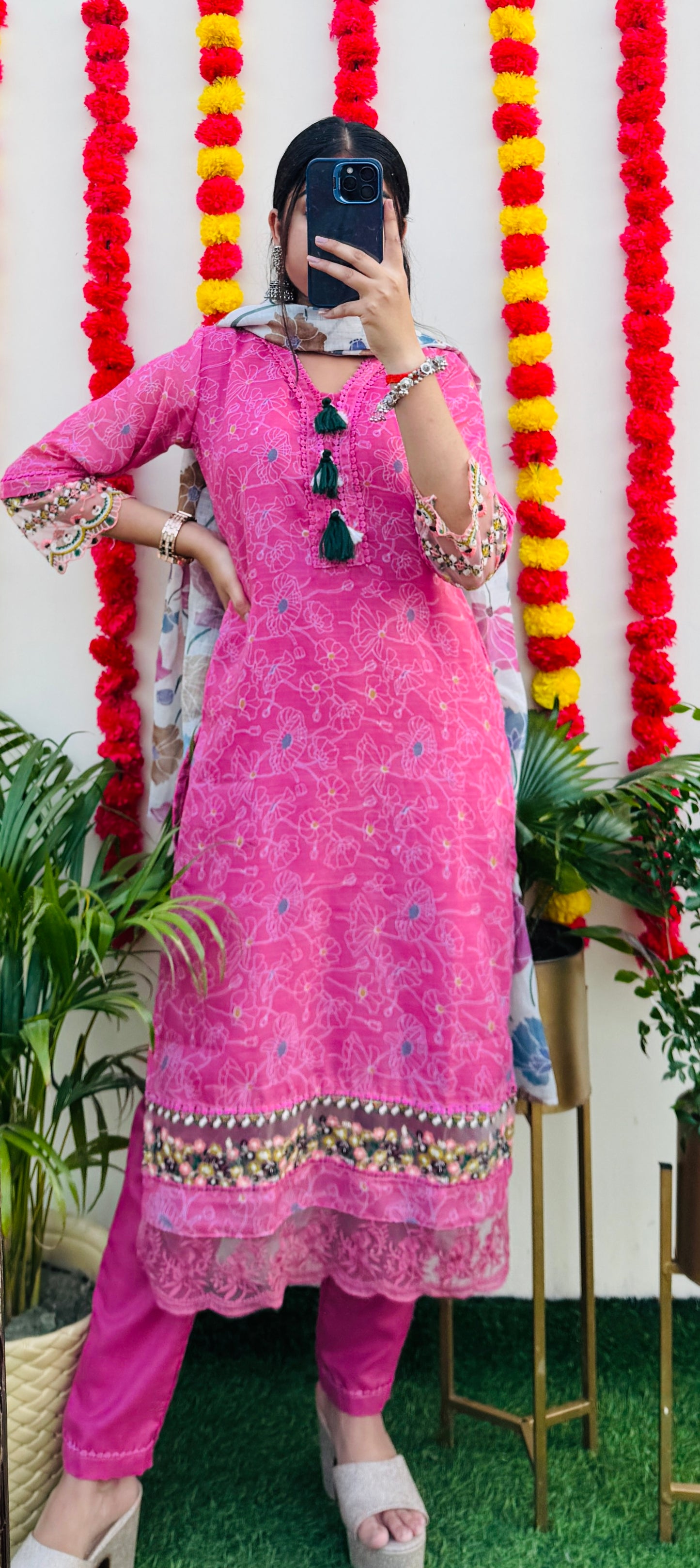 Beautiful Cotton Kurta Pant with Dupatta Set