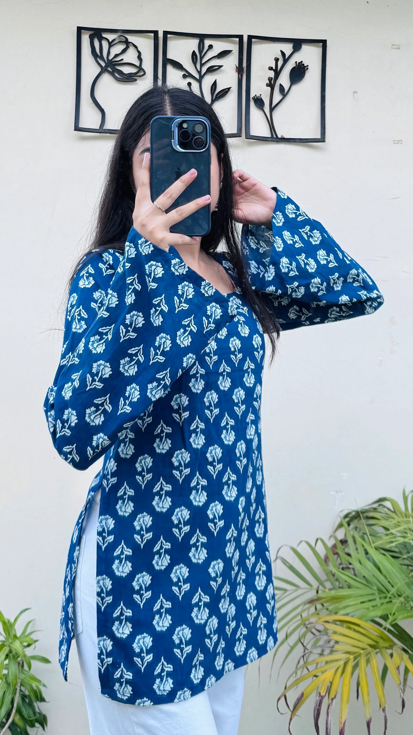 Cotton Square Neck Corset Back Short Kurti - Dolled Up