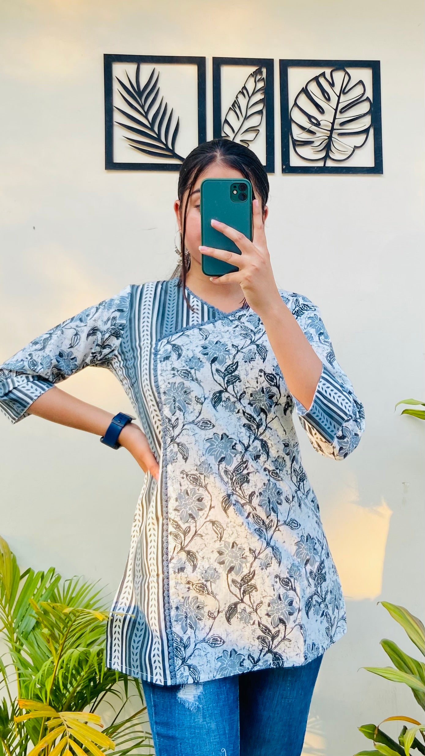 Grey Cotton Short Kurti