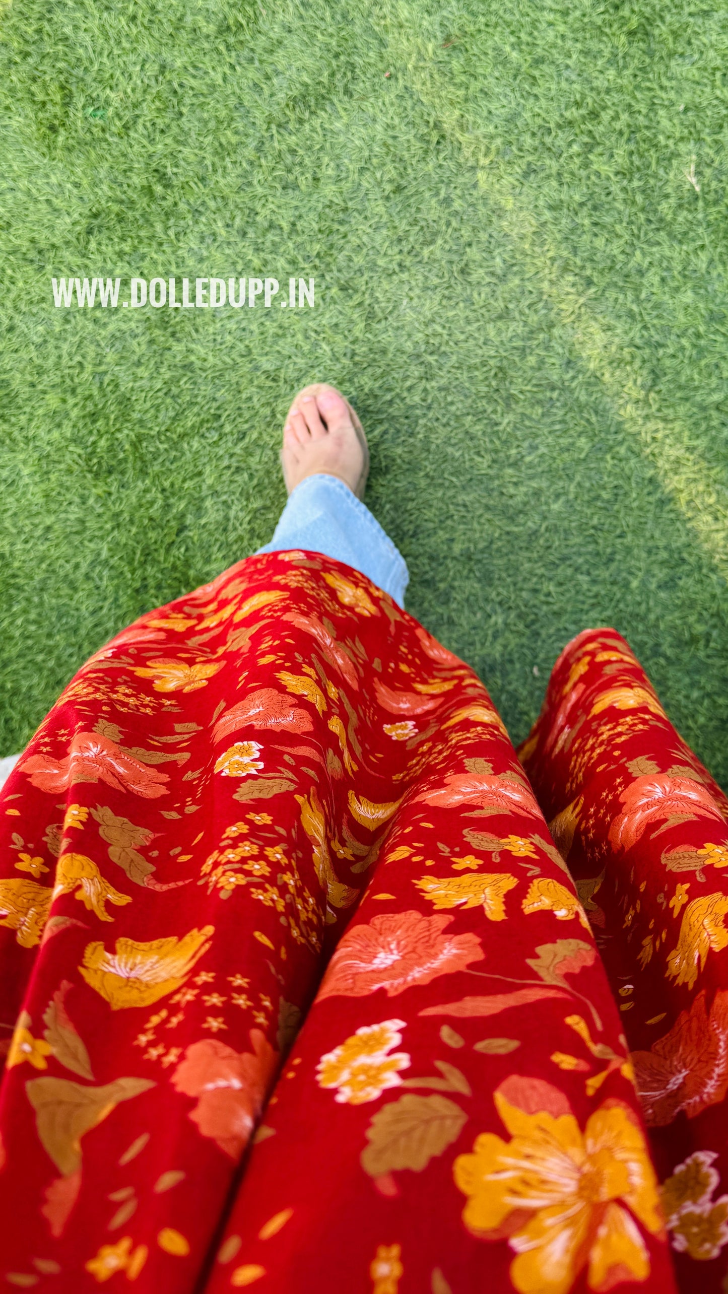 Cotton Printed Red Nyra Cut Long Kurti