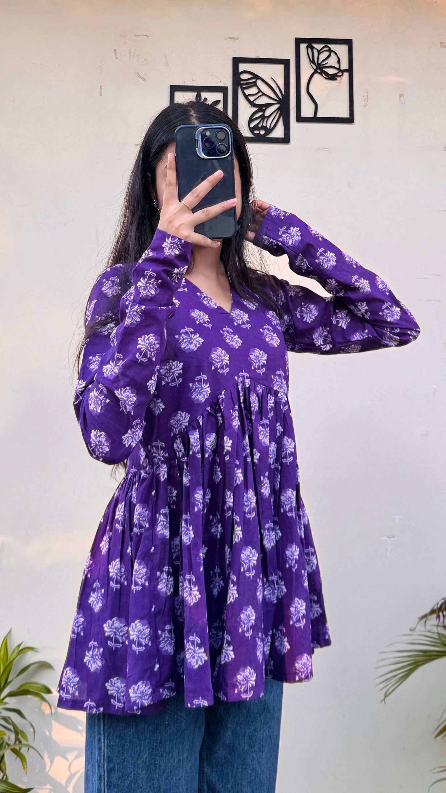 Cotton Flared Printed Aliacut Peplum Top