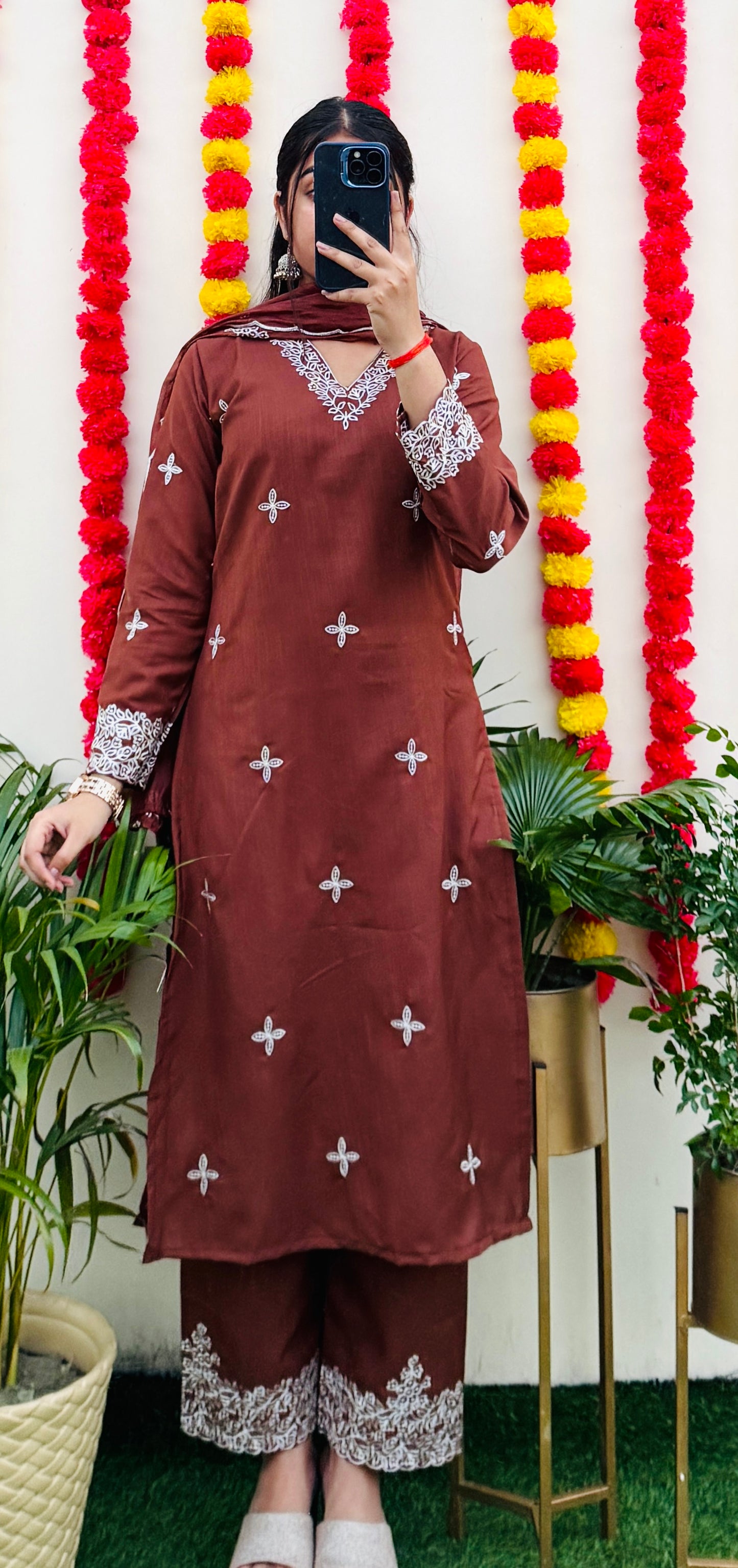 Beautiful Embroidered Silk Kurta Set
