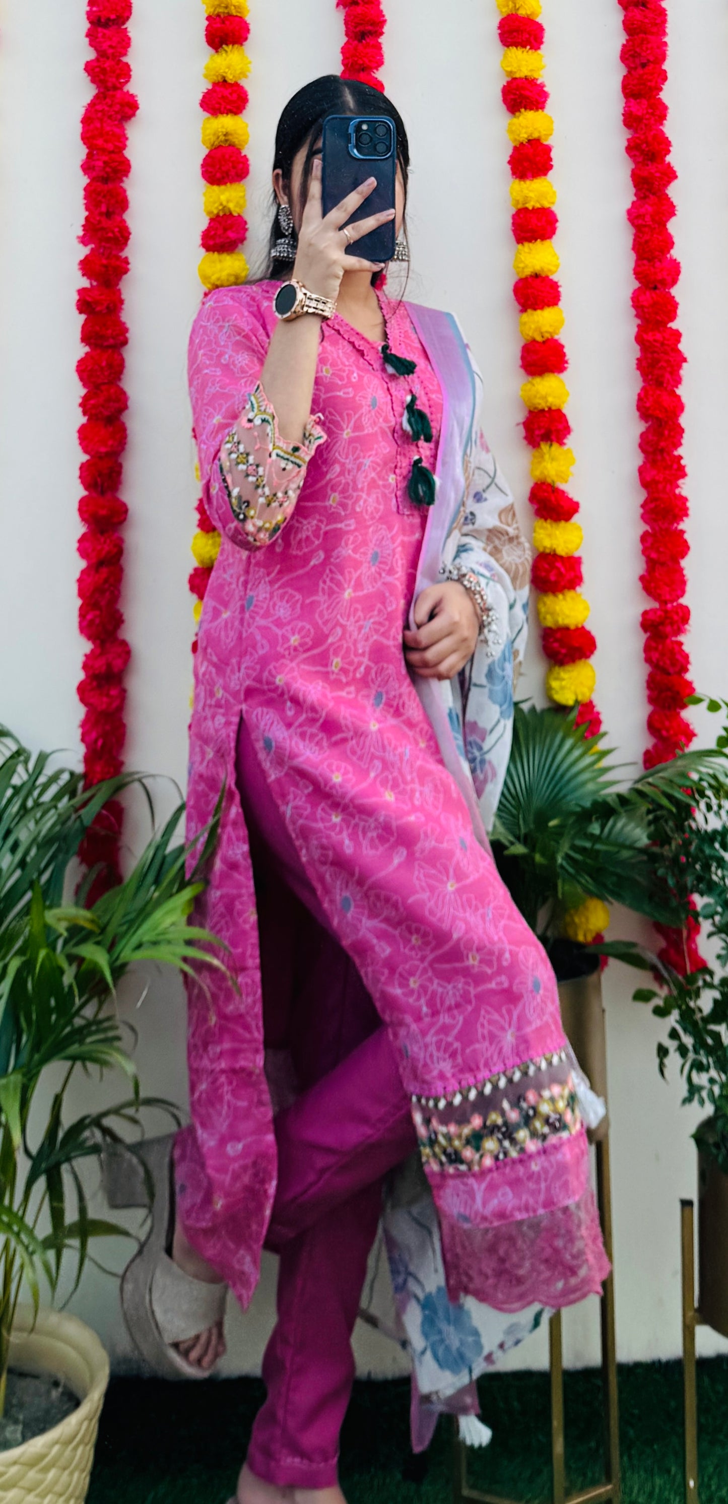 Beautiful Cotton Kurta Pant with Dupatta Set