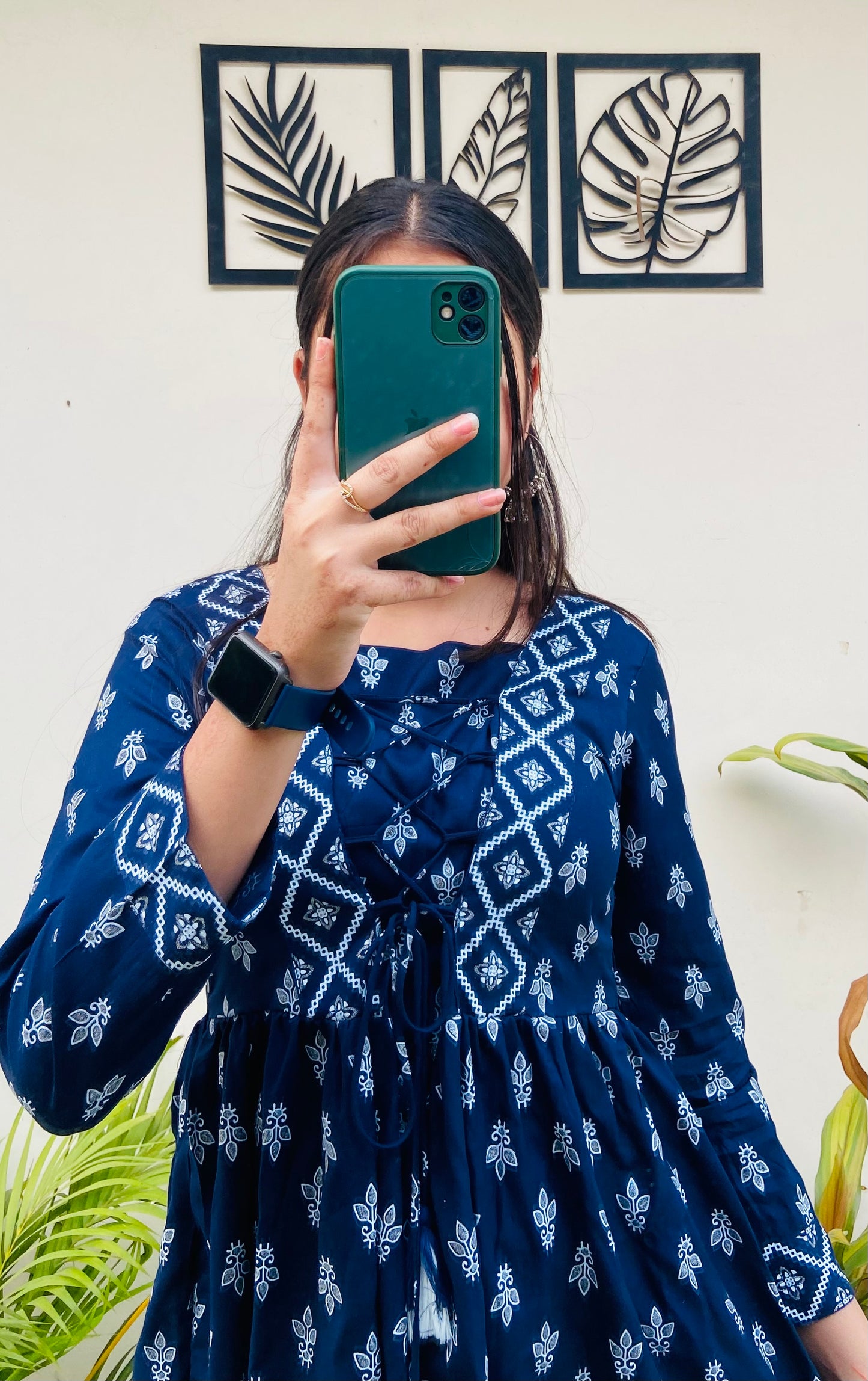 Blue Printed Rayon Short Top