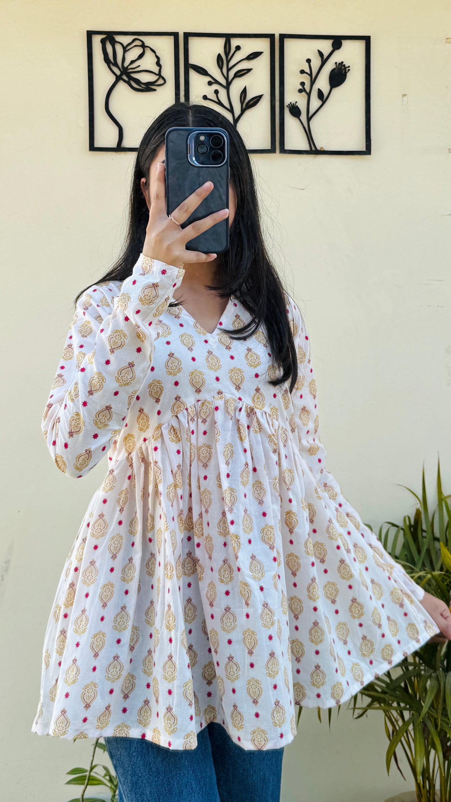 Cotton White Flared Aliacut Peplum Top