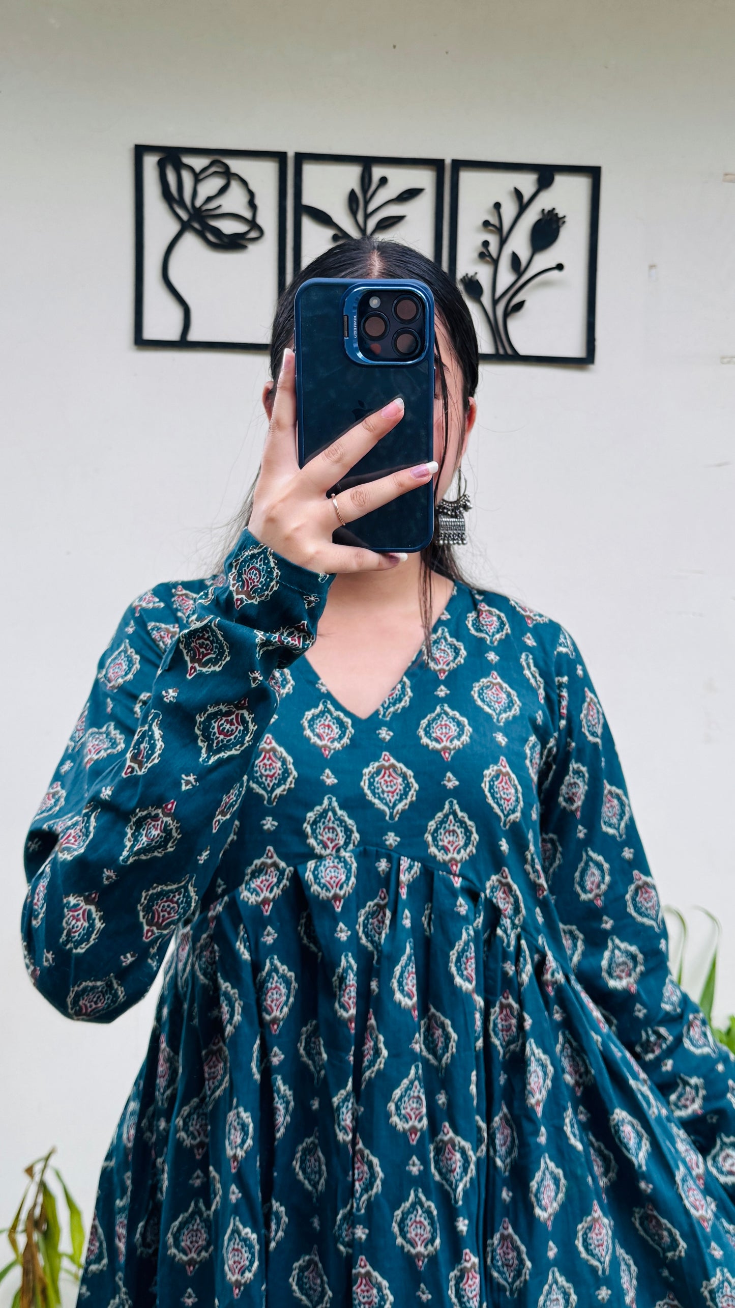 Cotton Flared Aliacut Floral Print Peplum Top