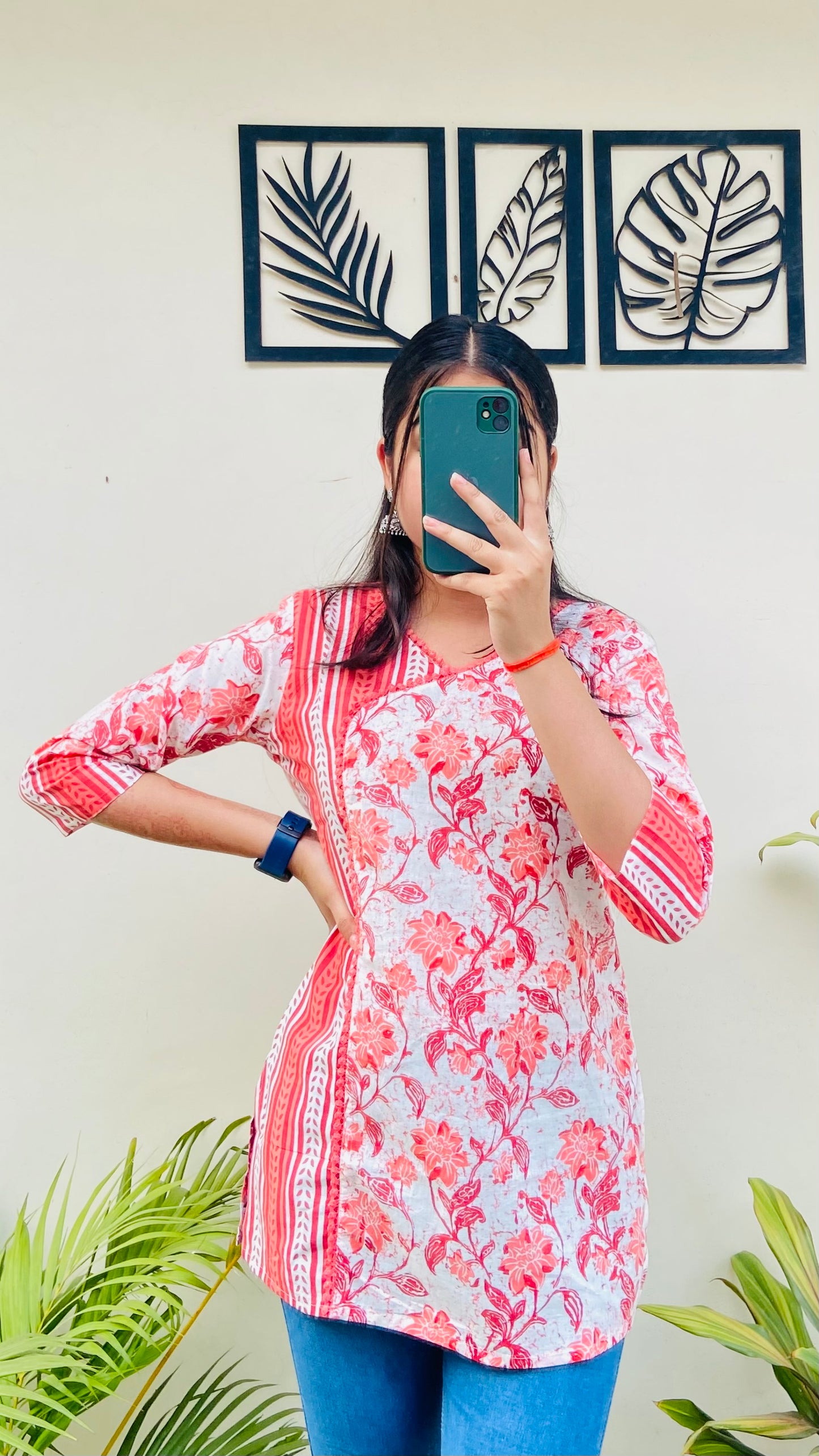 Peach Cotton Short Kurti