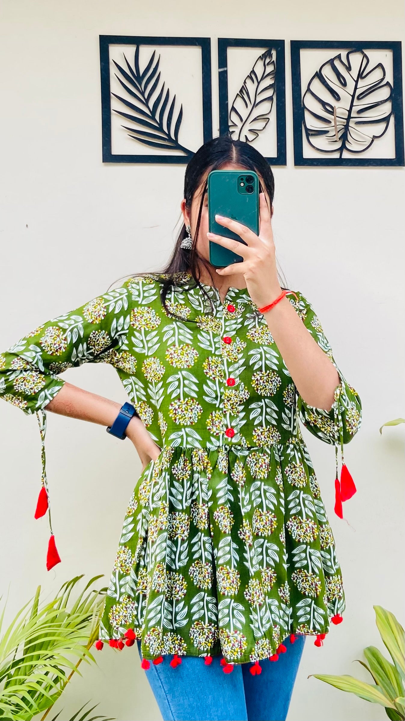 Olive Green Rayon Short Kurti