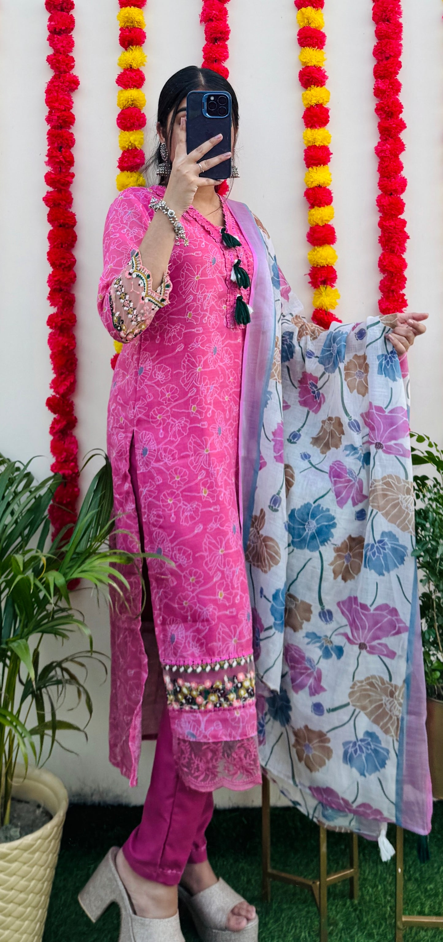 Beautiful Cotton Kurta Pant with Dupatta Set