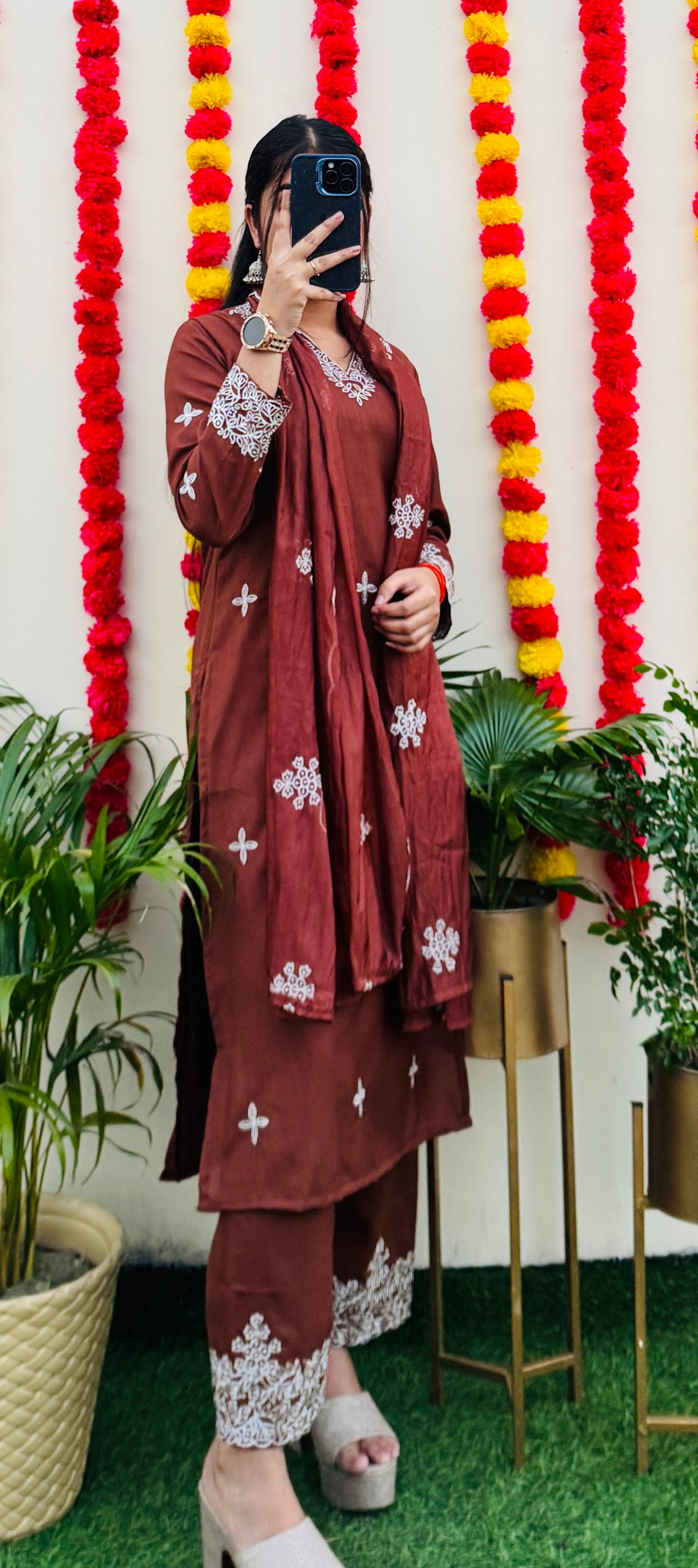 Beautiful Embroidered Silk Kurta Set