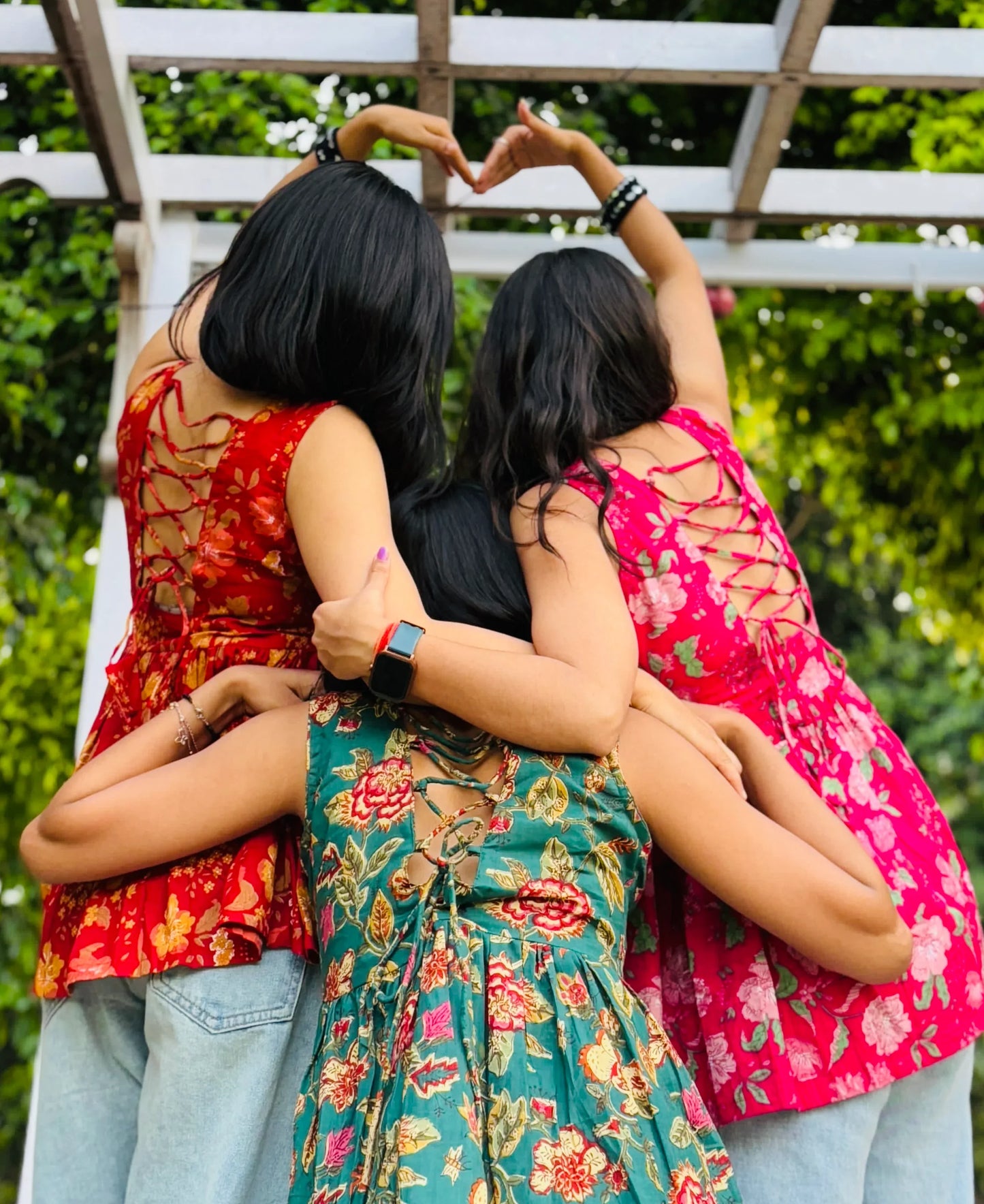 Cotton Flared Green Back Less Neck Design Short Kurti - Dolled Up