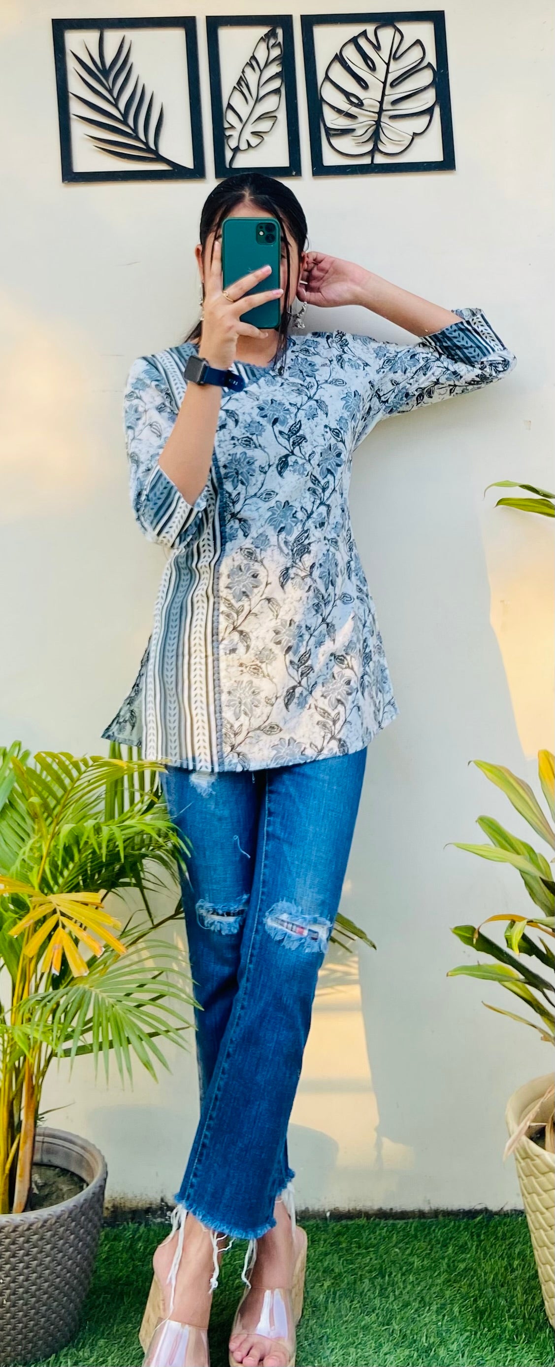 Grey Cotton Short Kurti