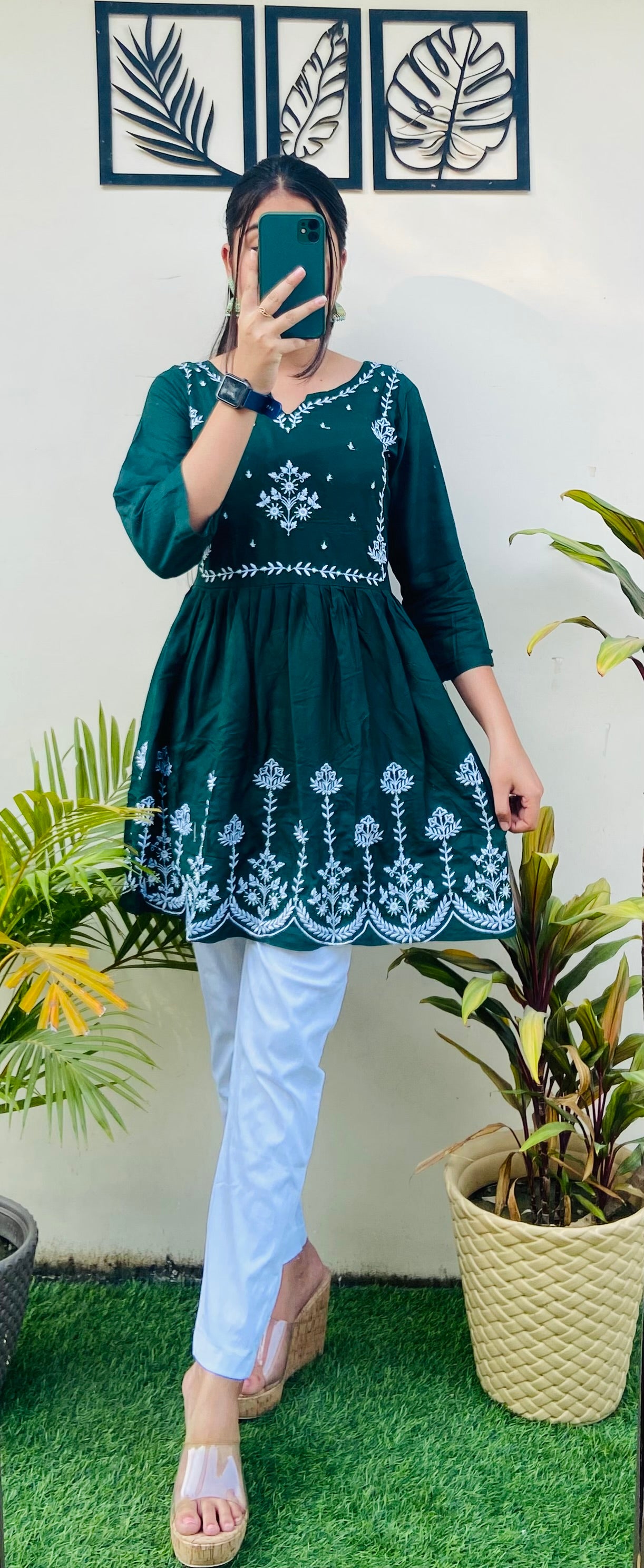 Imported Traditional Thread Embroidery Kurti Pant Set