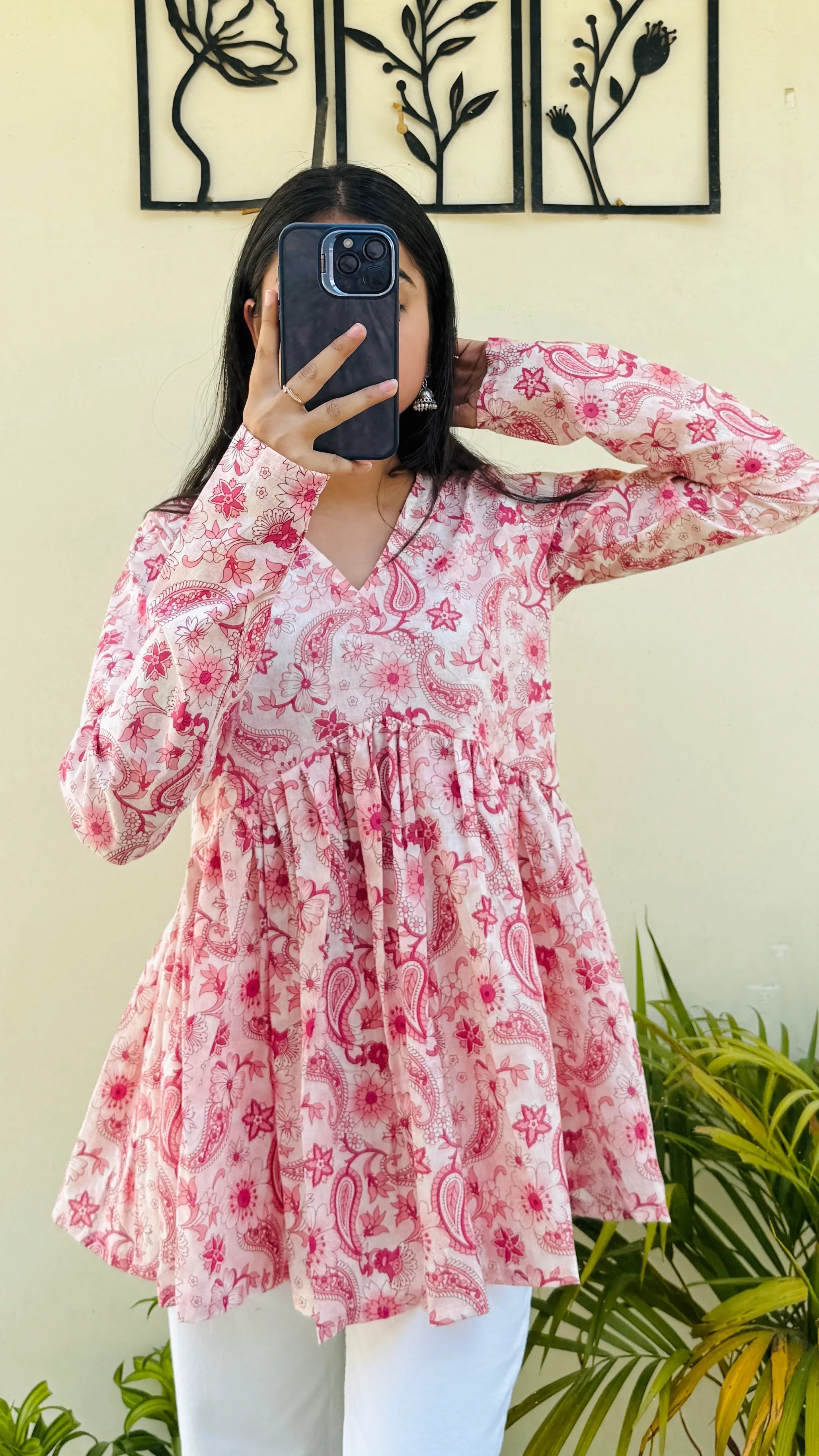 Cotton Flared Floral Printed Aliacut Peplum Top - Dolled Up