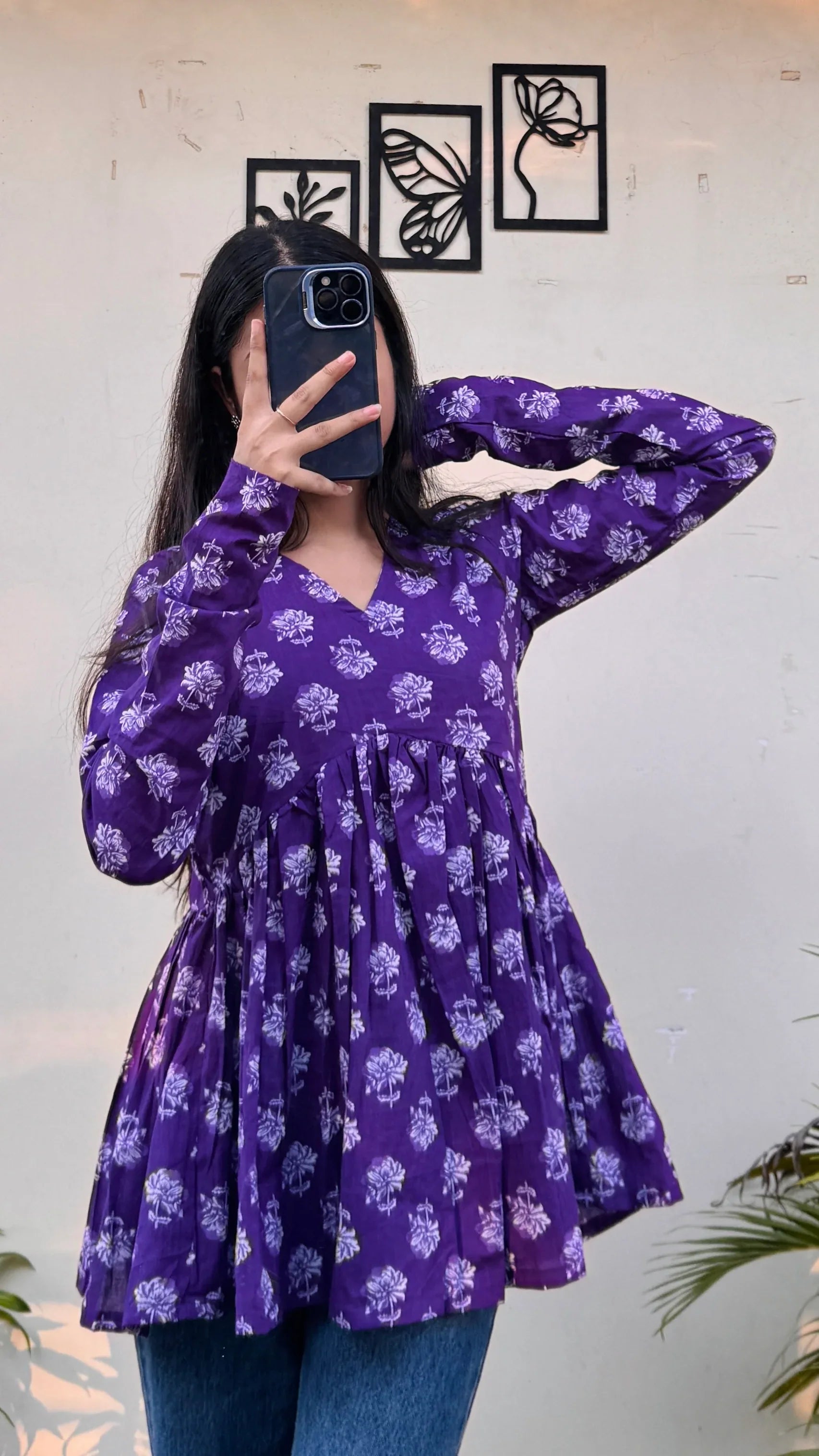 Cotton Flared Printed Aliacut Peplum Top - Dolled Up