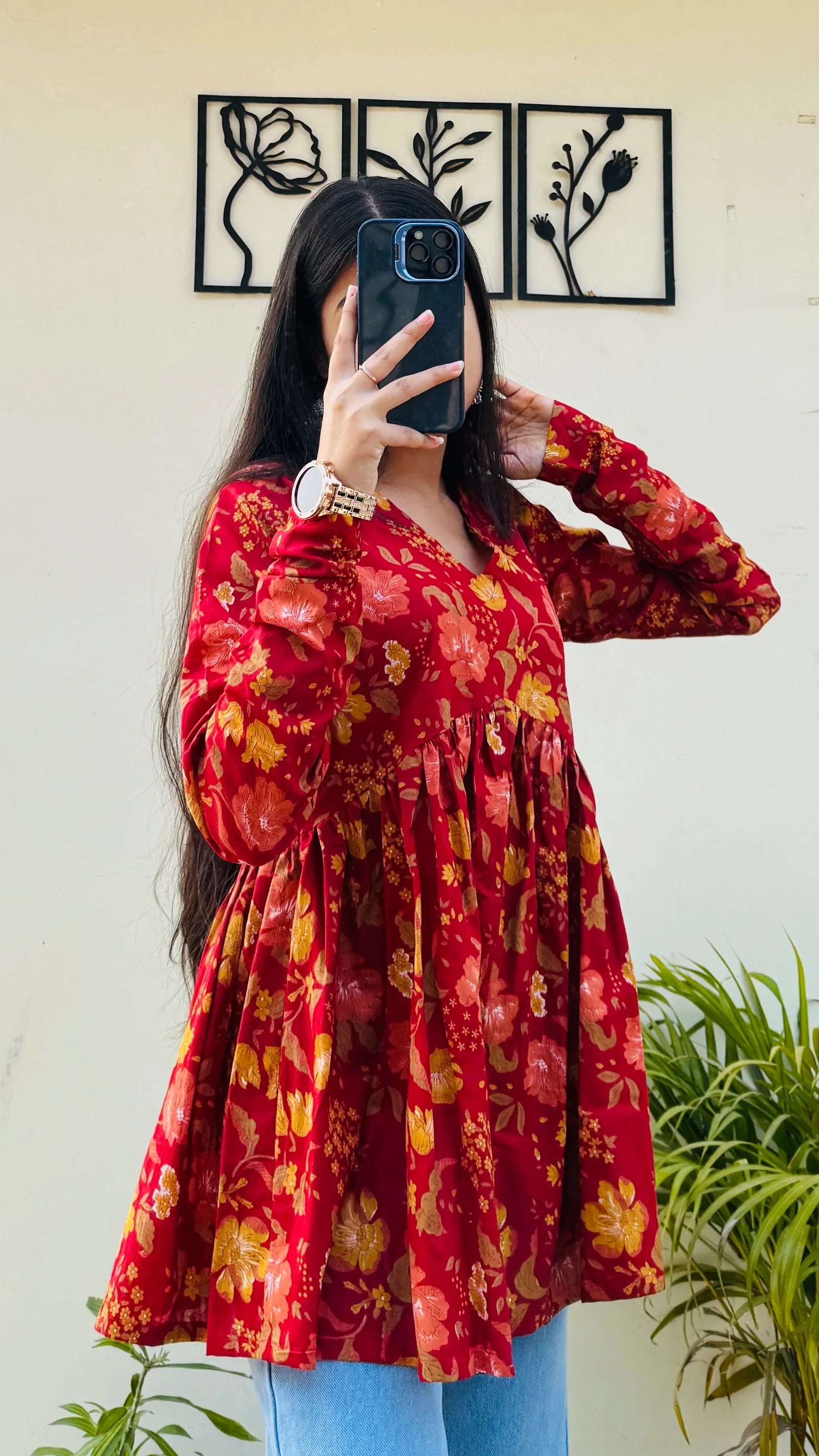 Cotton Flared Aliacut Floral Print Peplum Top - Dolled Up