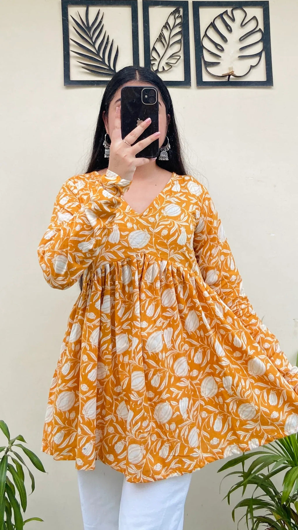 Cotton Yellow Flared Aliacut Floral Print Peplum Top - Dolled Up