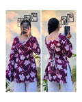 Cotton Wine Colour Square Neck Lace Detailing Corset Back Short Kurti - Dolled Up