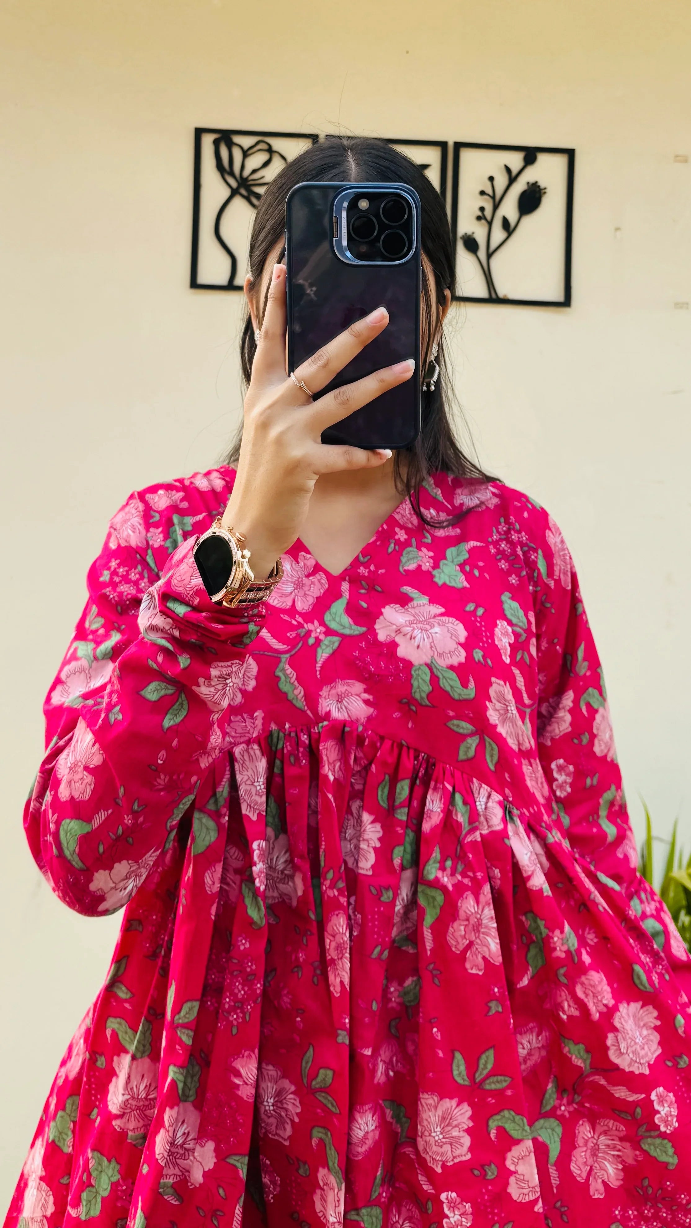 Cotton Pink Flared Floral Print Aliacut Peplum Top - Dolled Up