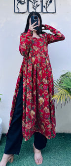 Cotton Full Sleeve Nyra Cut Long Kurti - Dolled Up