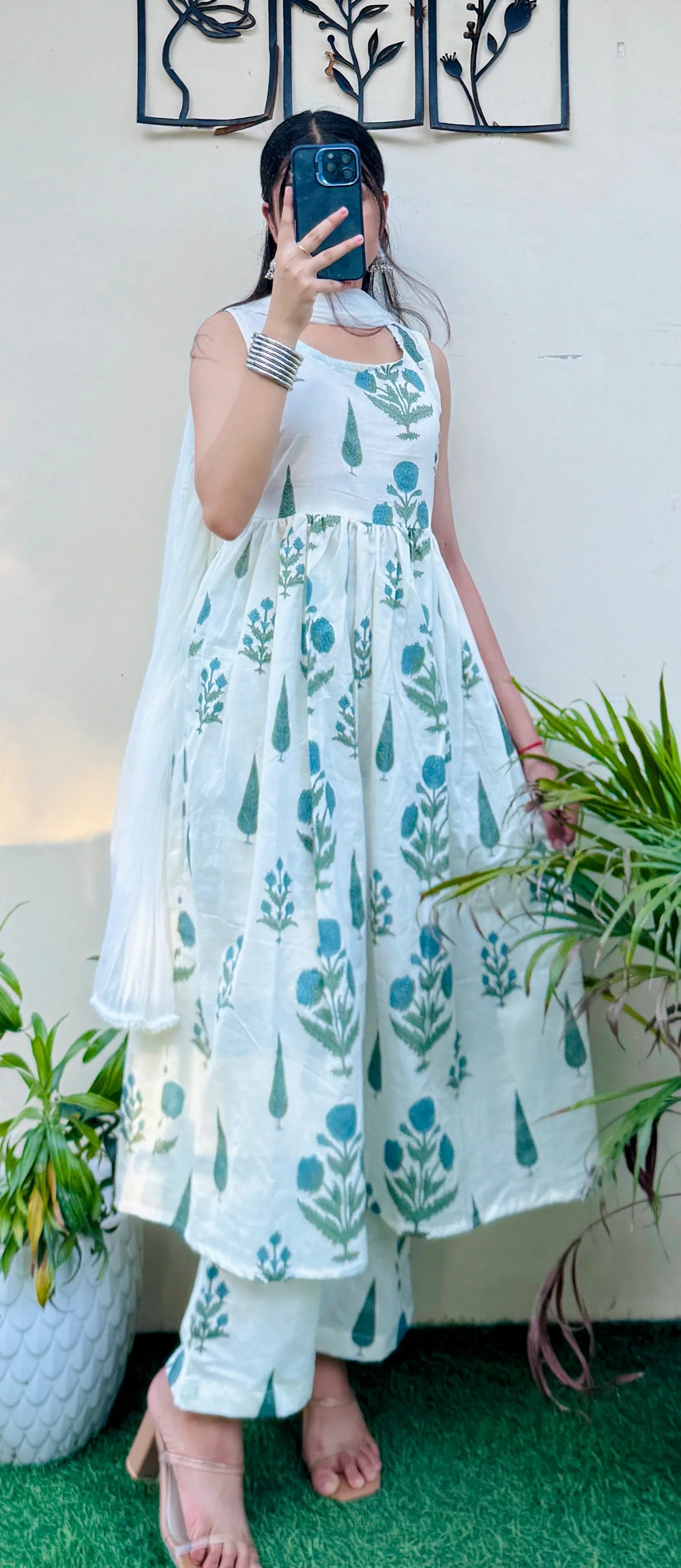 Beautiful Cotton Sleeveless Anarkali Suit Set - Dolled Up