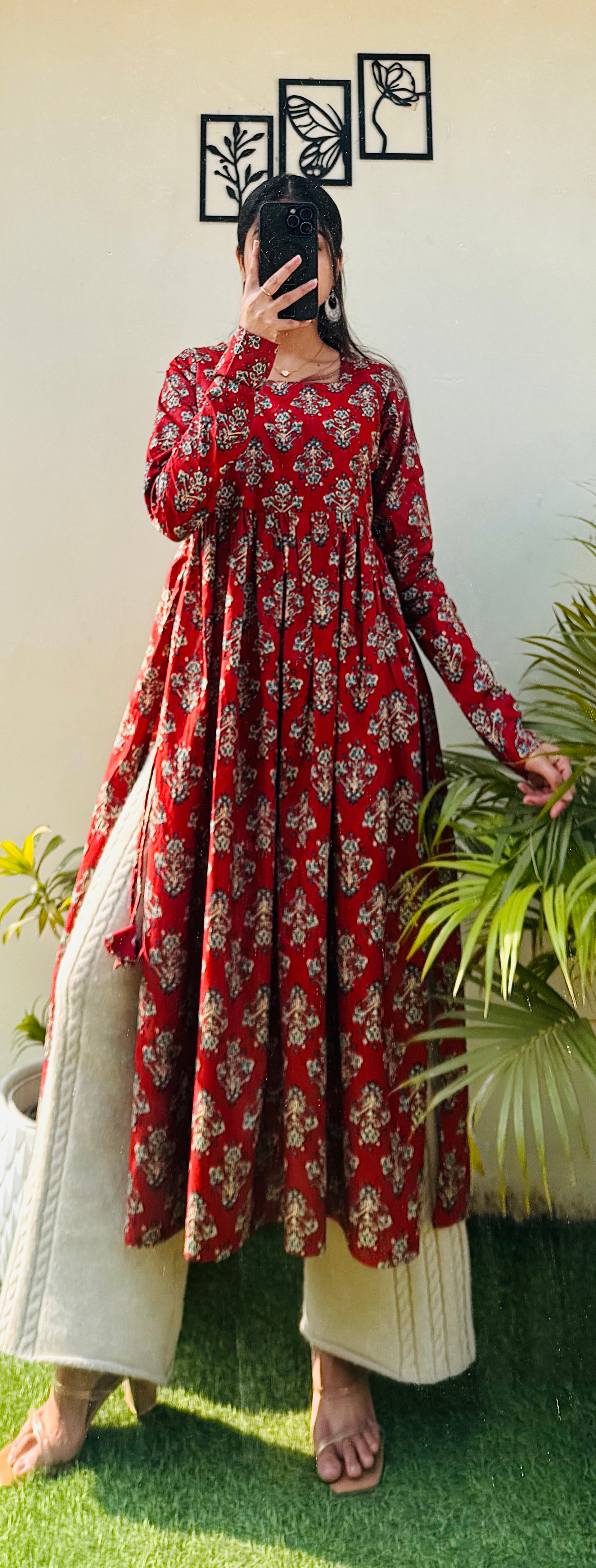 Cotton Full Sleeve Brown Colour Nyra Cut Long Kurti