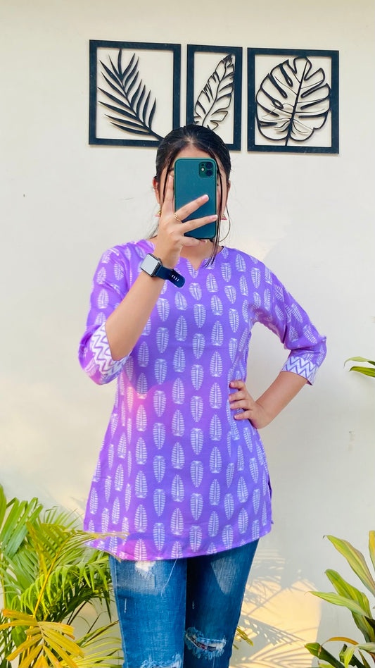 Lavender Rayon Short Kurti