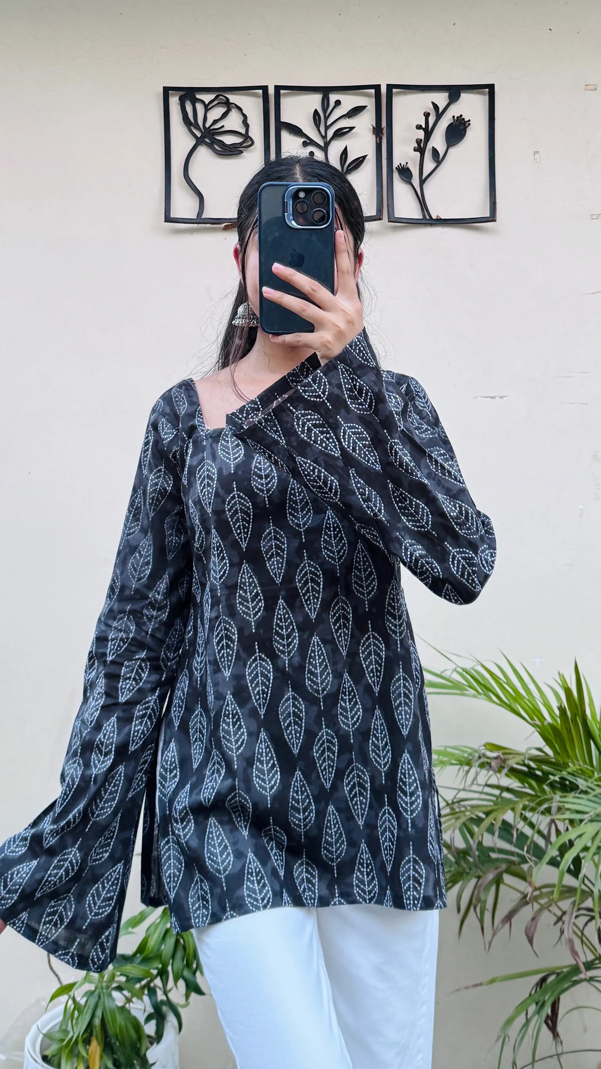 Cotton Bell Sleeves Back Crisscross design Short Kurti - Dolled Up