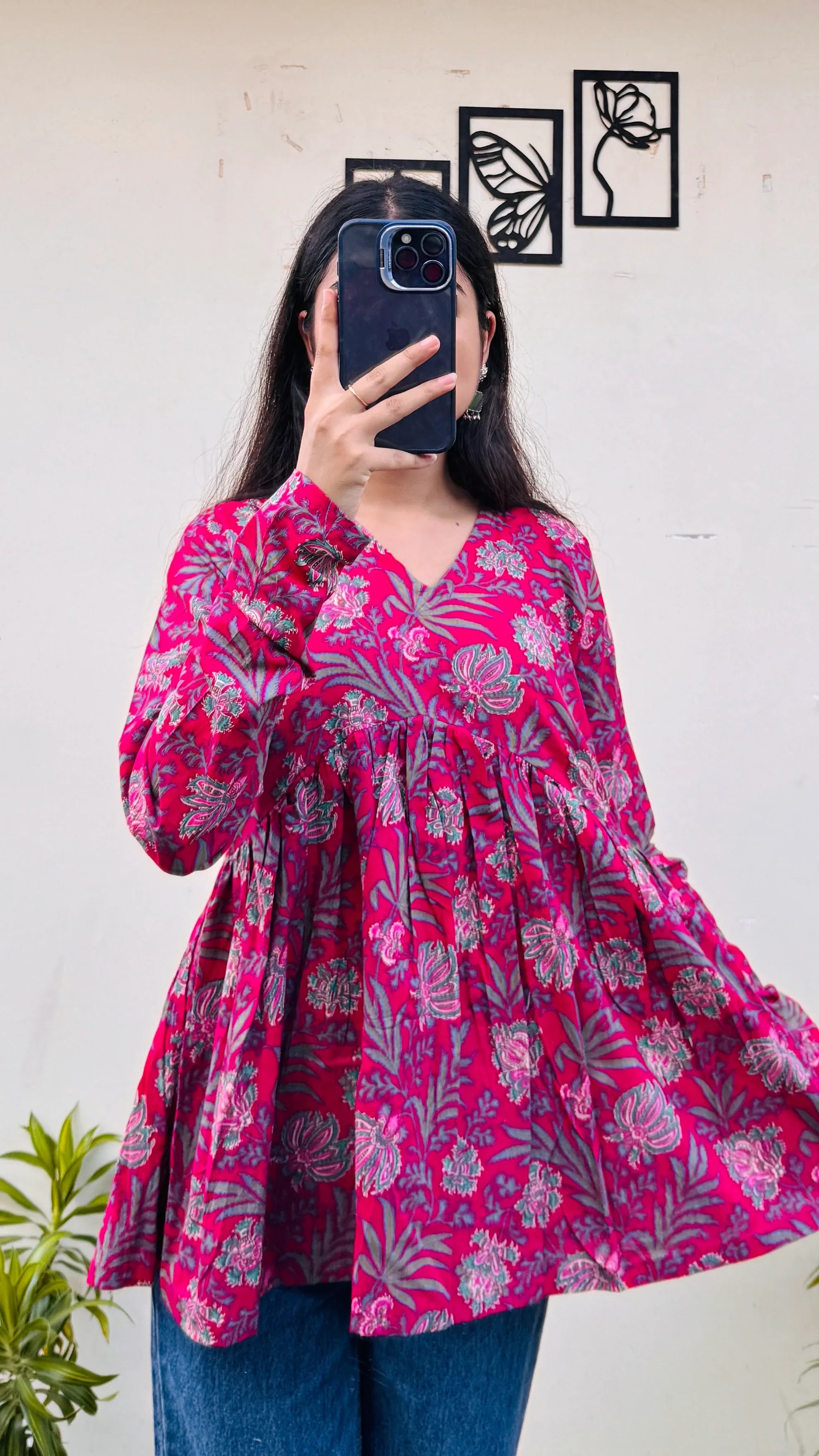 Cotton Flared Printed Aliacut Peplum Top - Dolled Up