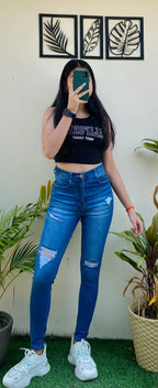 High Waisted Whisker Ripped Skinny Fit Stretchable Denim - Dolled Up