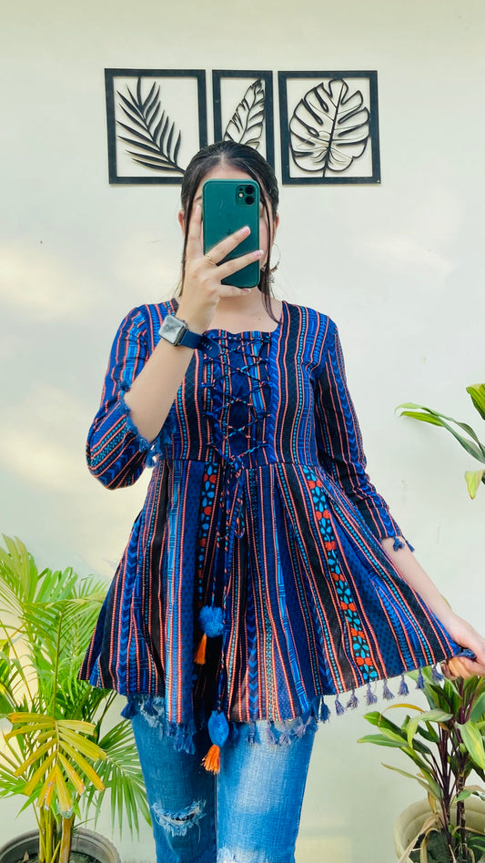 Printed Multicolour Rayon Top