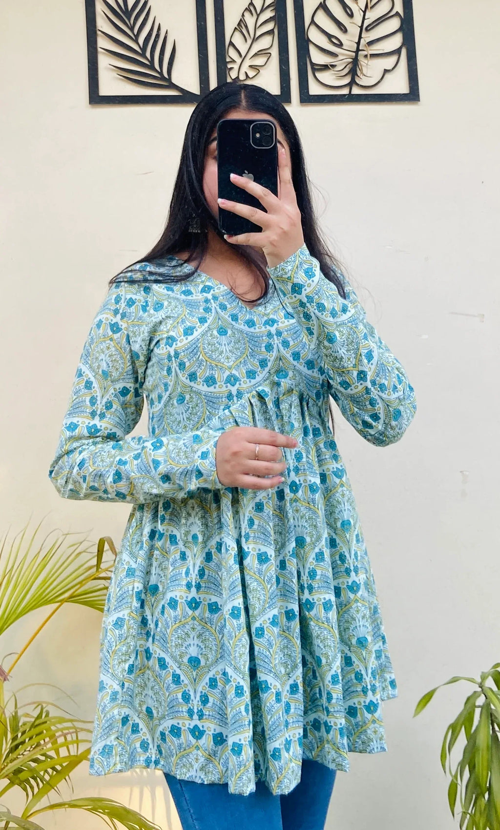 Cotton Printed Flared Aliacut Peplum Top - Dolled Up