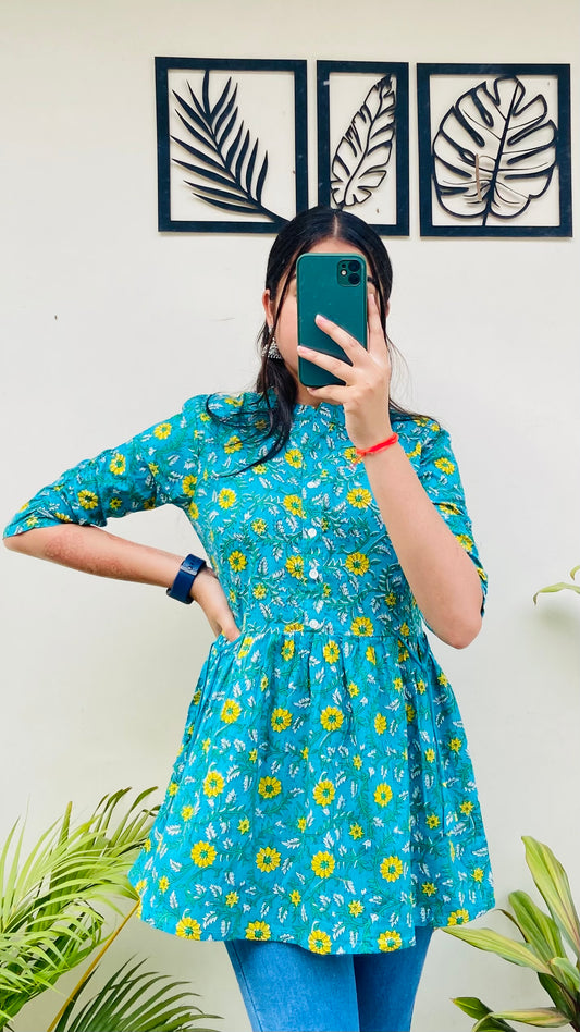 Green Rayon Short Top