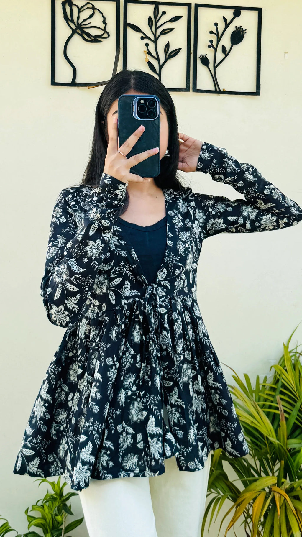 Cotton Flared Black Shrug Kurti - Dolled Up